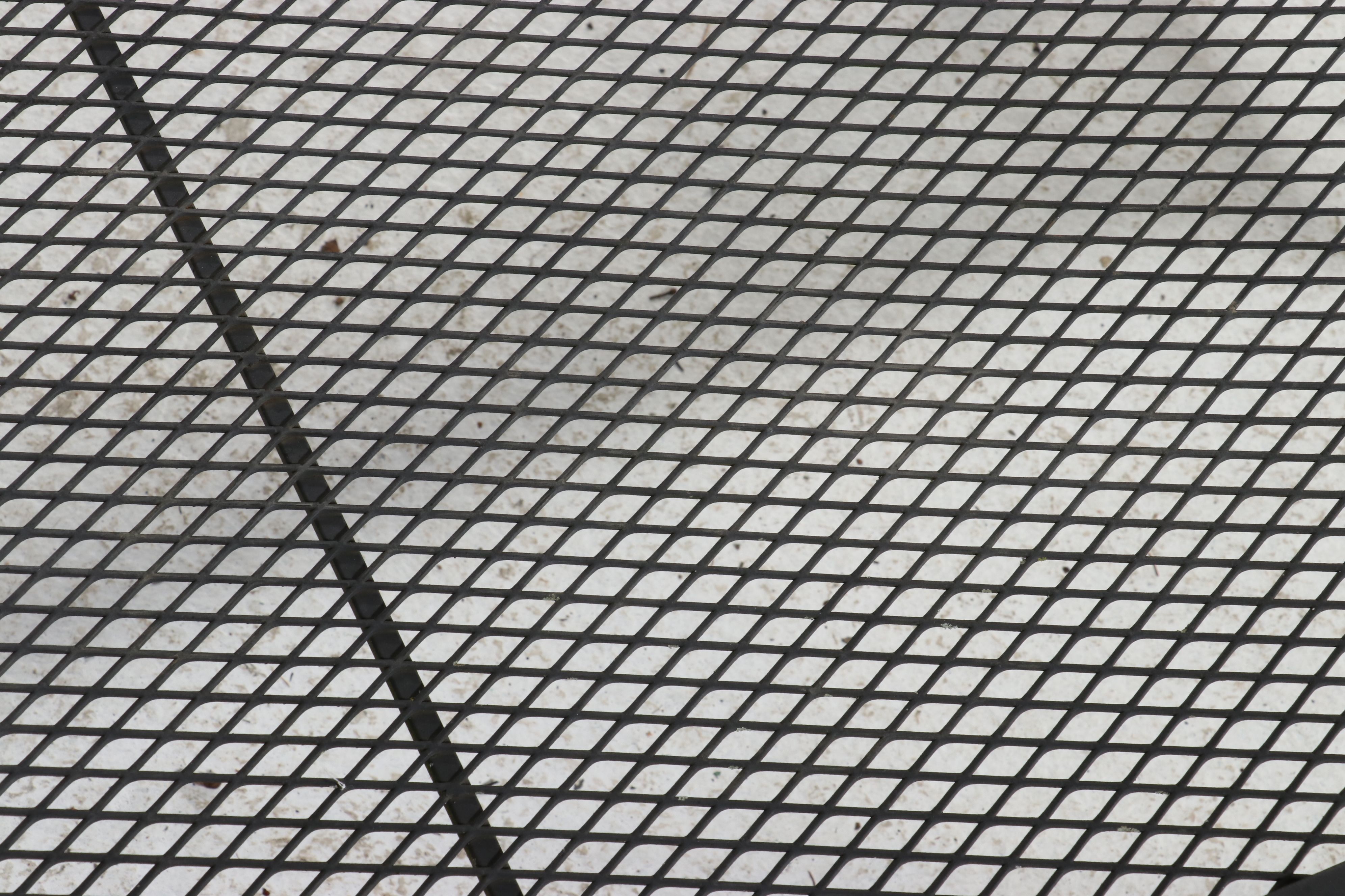 Wrought Iron Patio Chaise with Cushion and Pair of Lawn Chairs, 21st Century