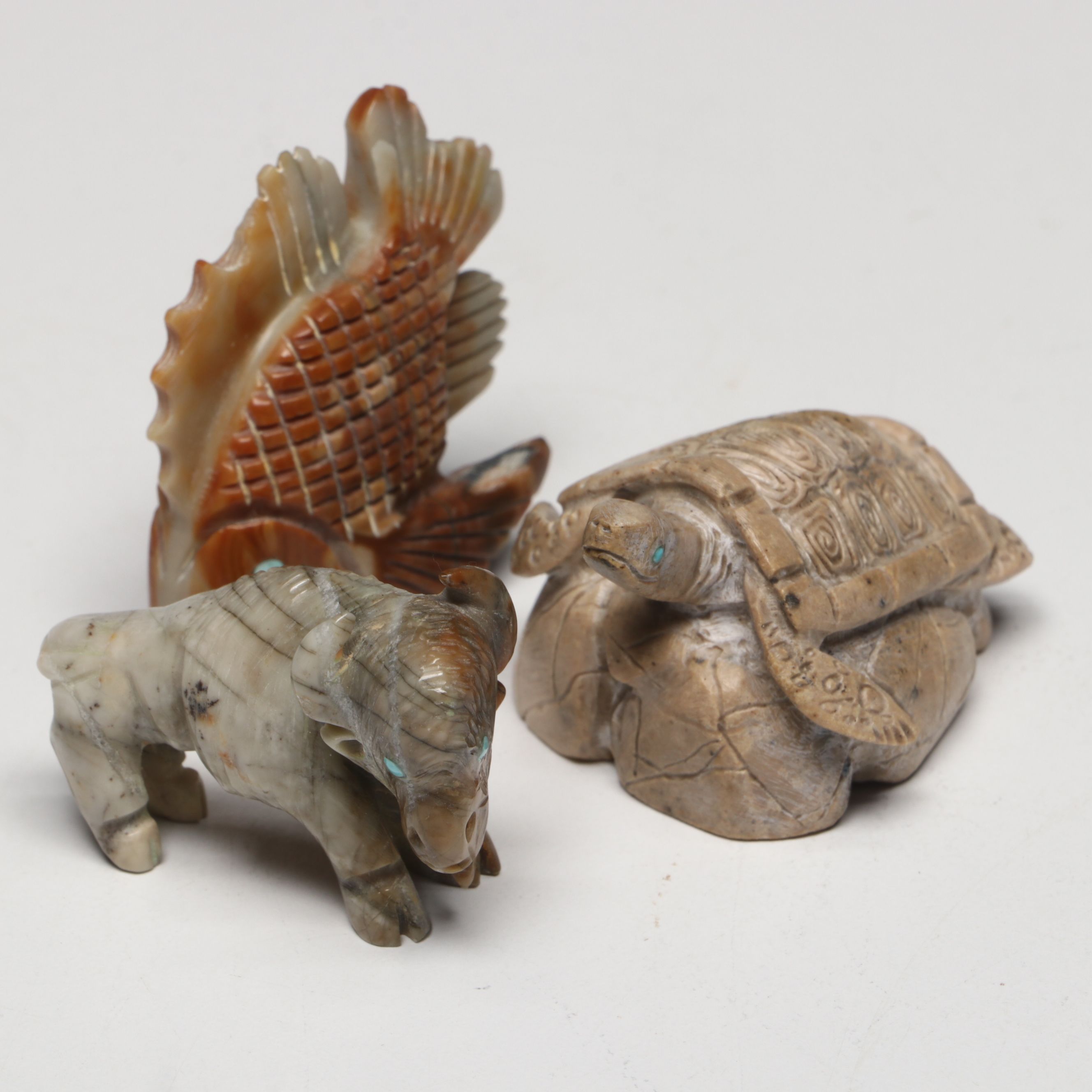 Lance Cheama, Michael Coble, Staley Natewa with Other Carved Stone Zuni Fetishes