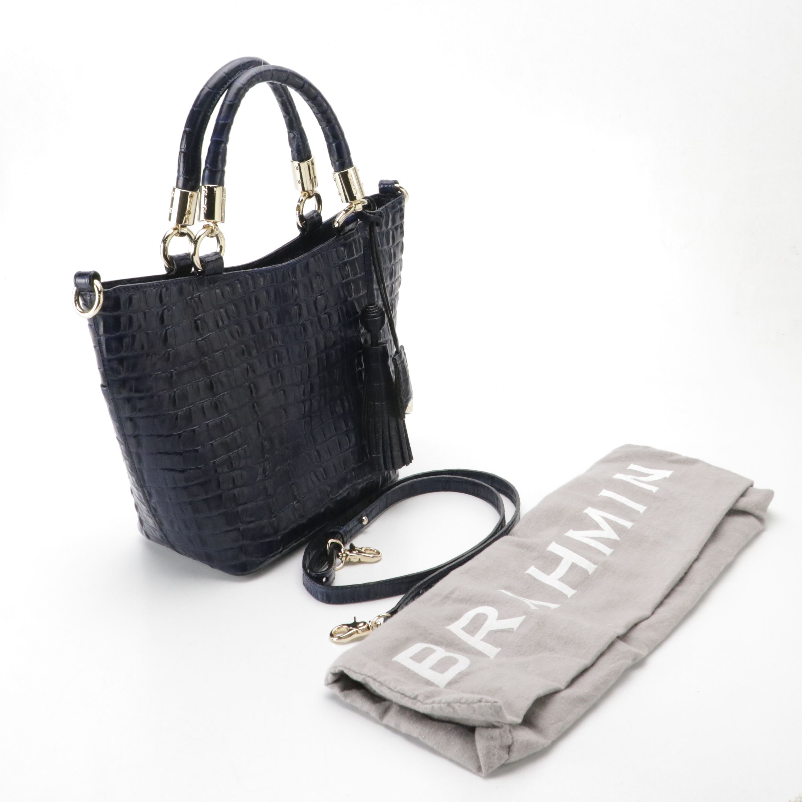 Brahmin Small Sweetheart Two-Way Bag in Ink La Scala Leather, With Tag