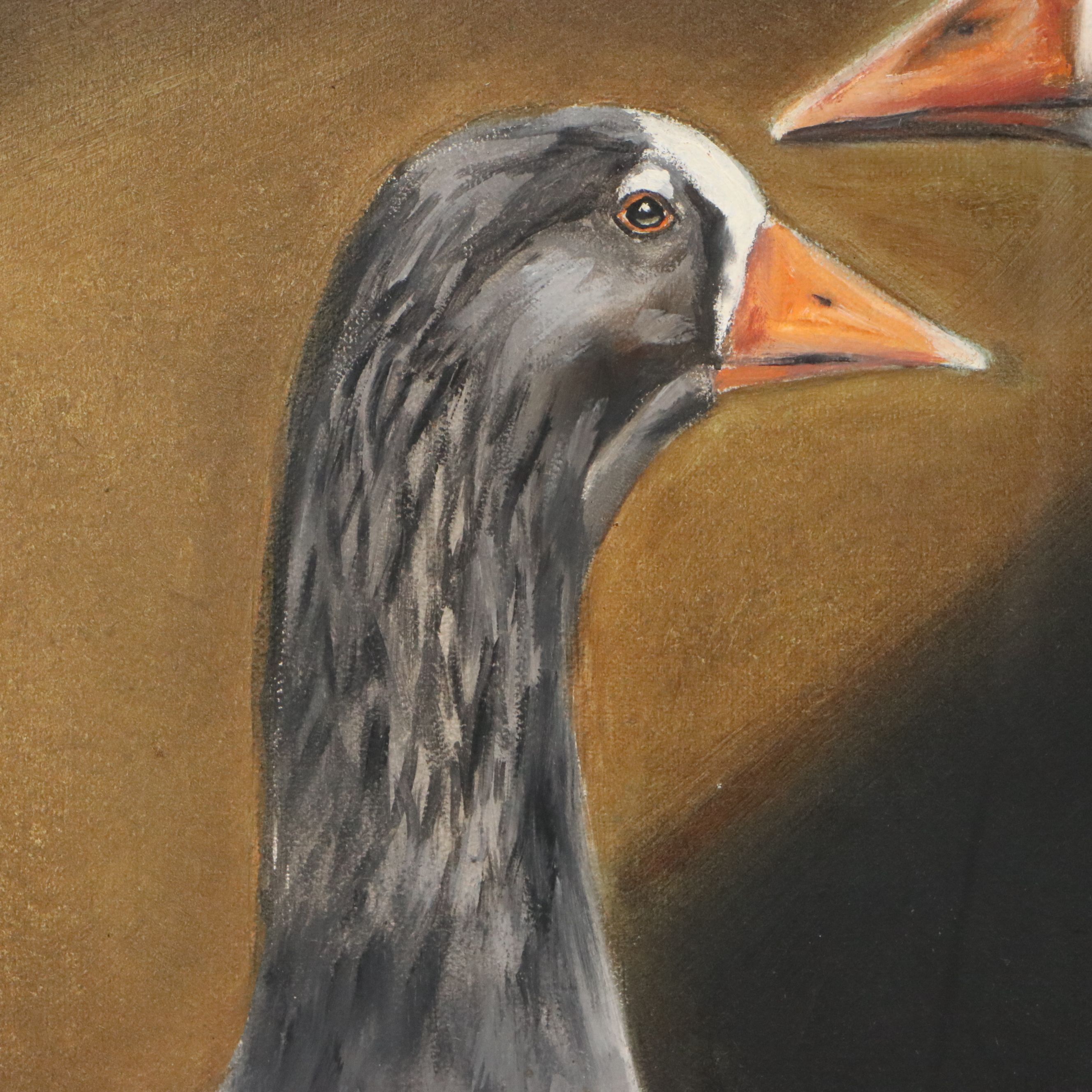 Janie Brent Oil Painting of Geese, 1980