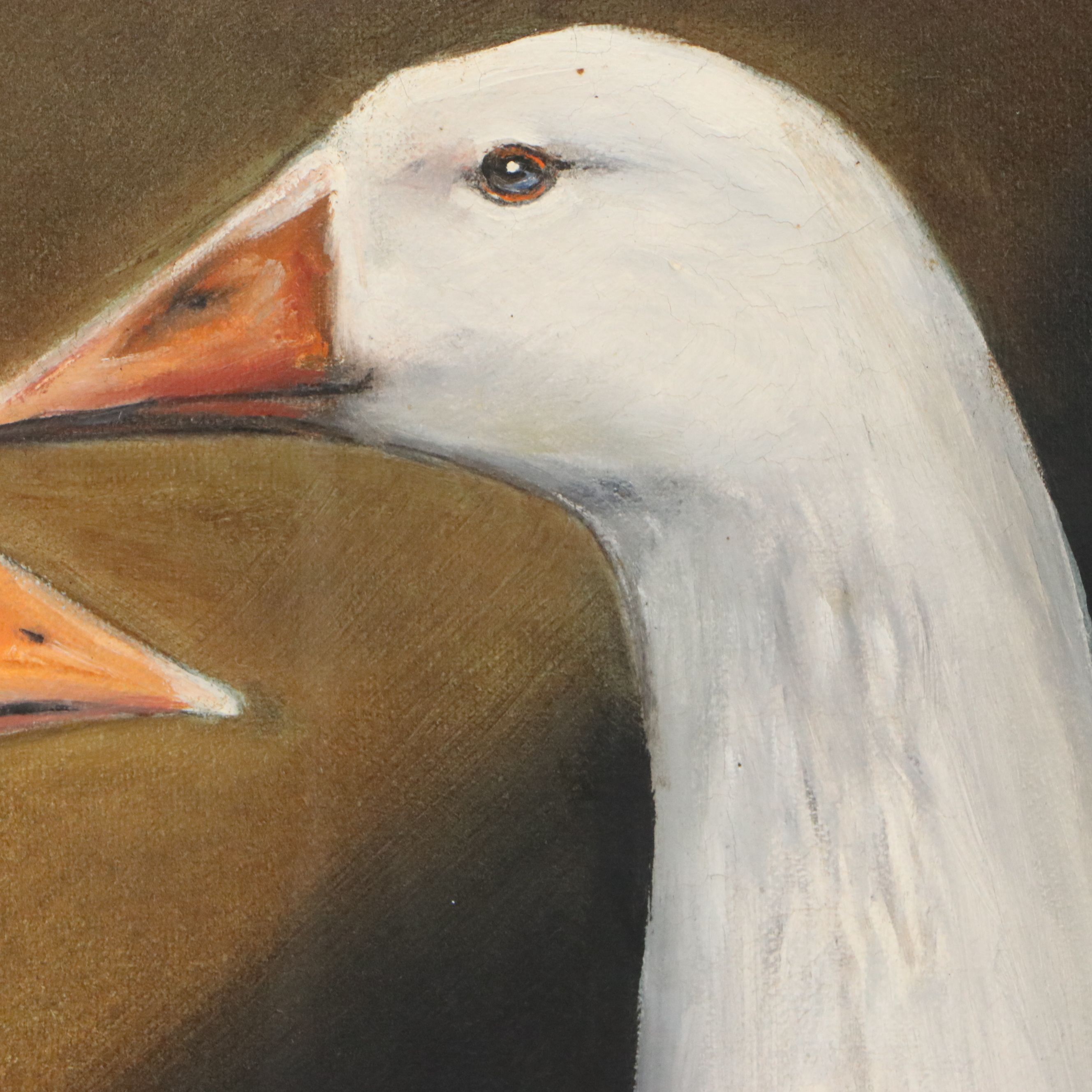 Janie Brent Oil Painting of Geese, 1980