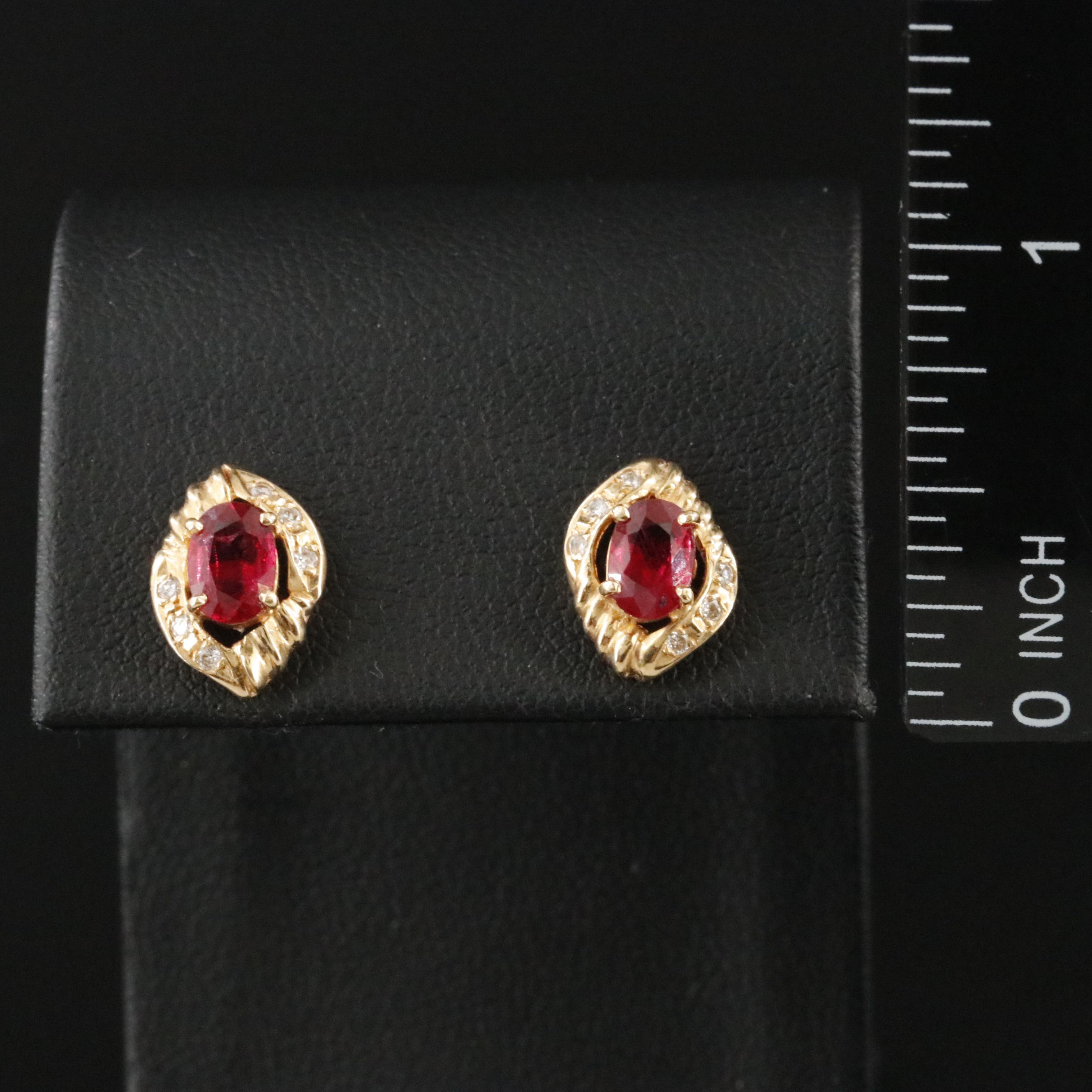 18K Ruby and Diamond Navette Earrings