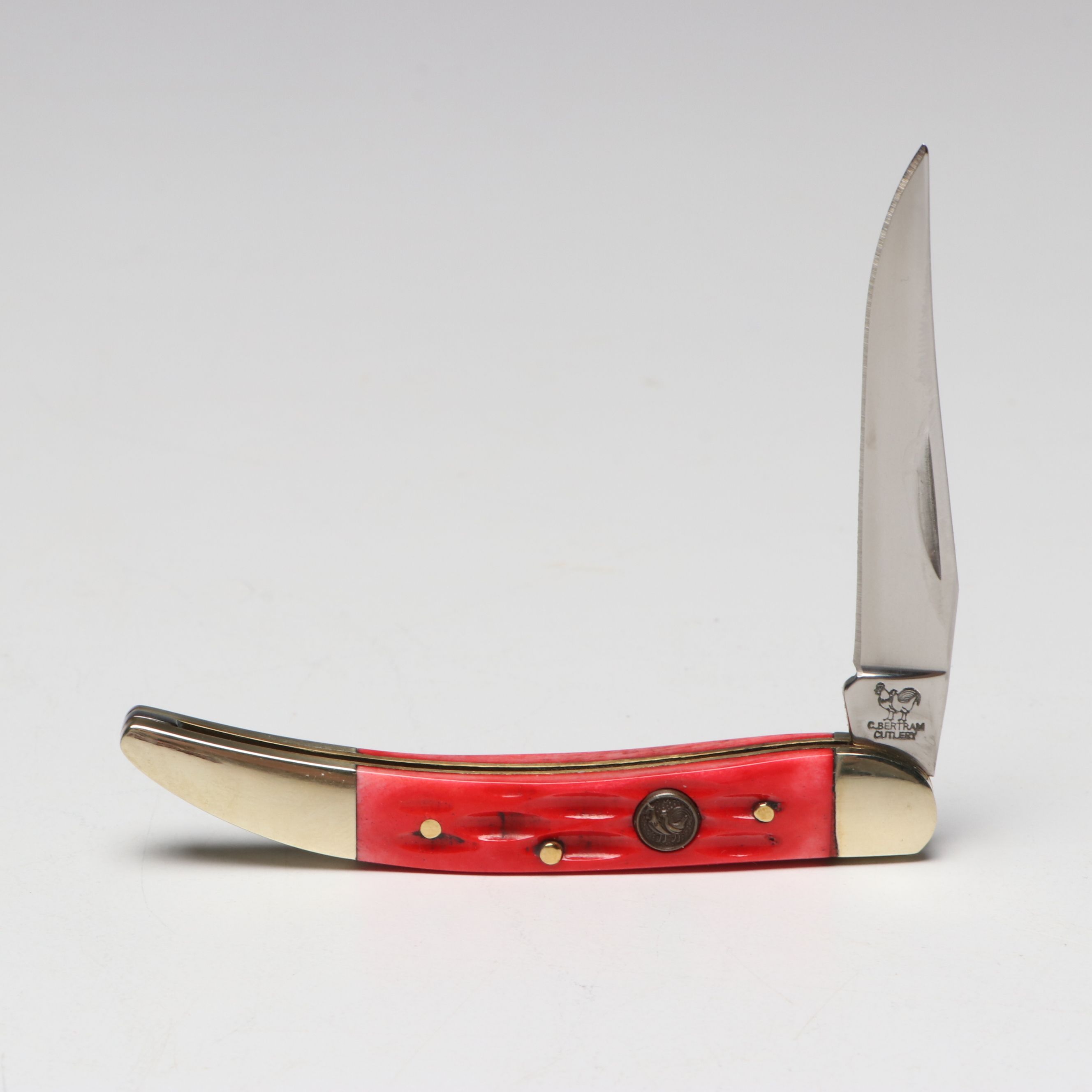 German Mother-of-Pearl Shoe Folding Knife with Knife and Opener