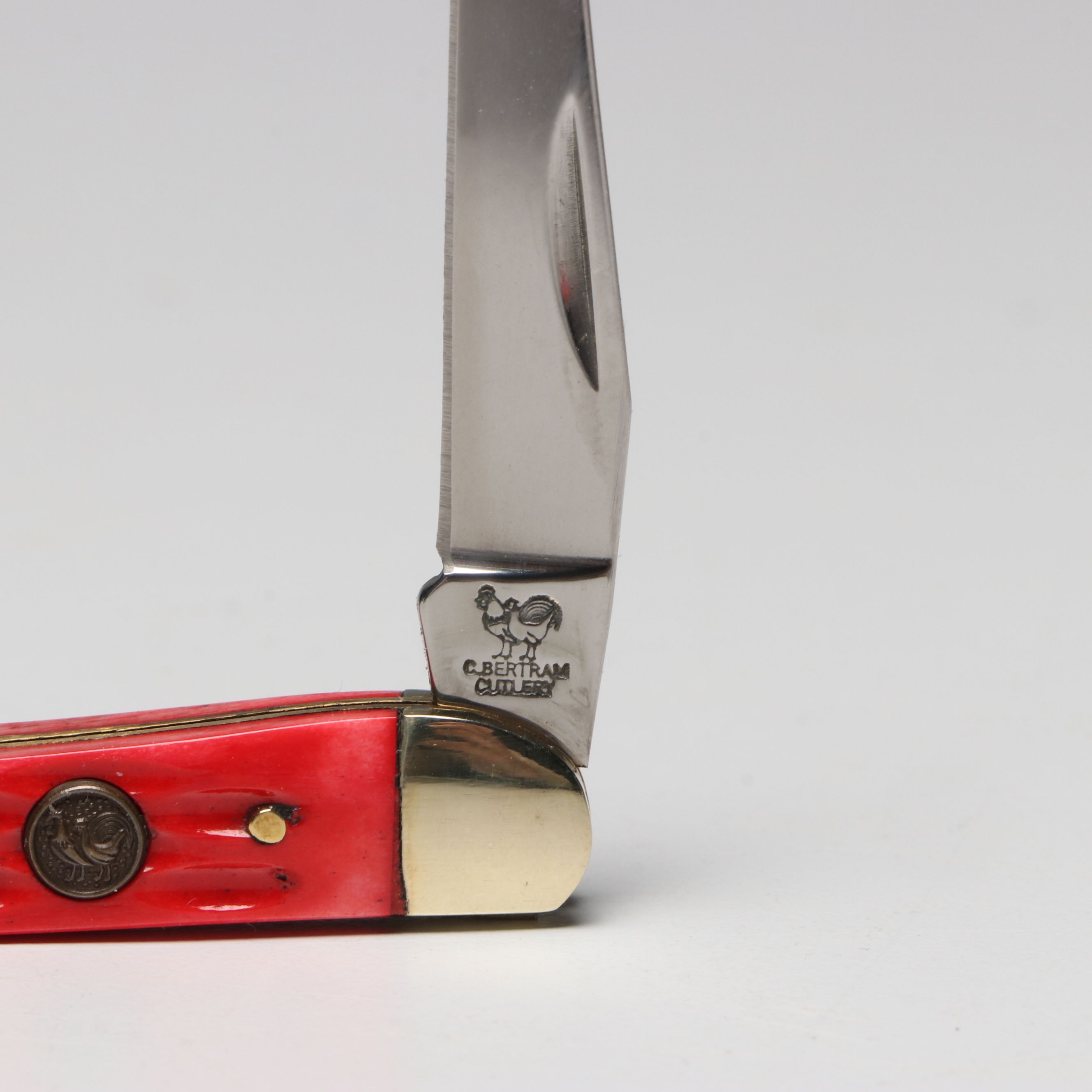 German Mother-of-Pearl Shoe Folding Knife with Knife and Opener