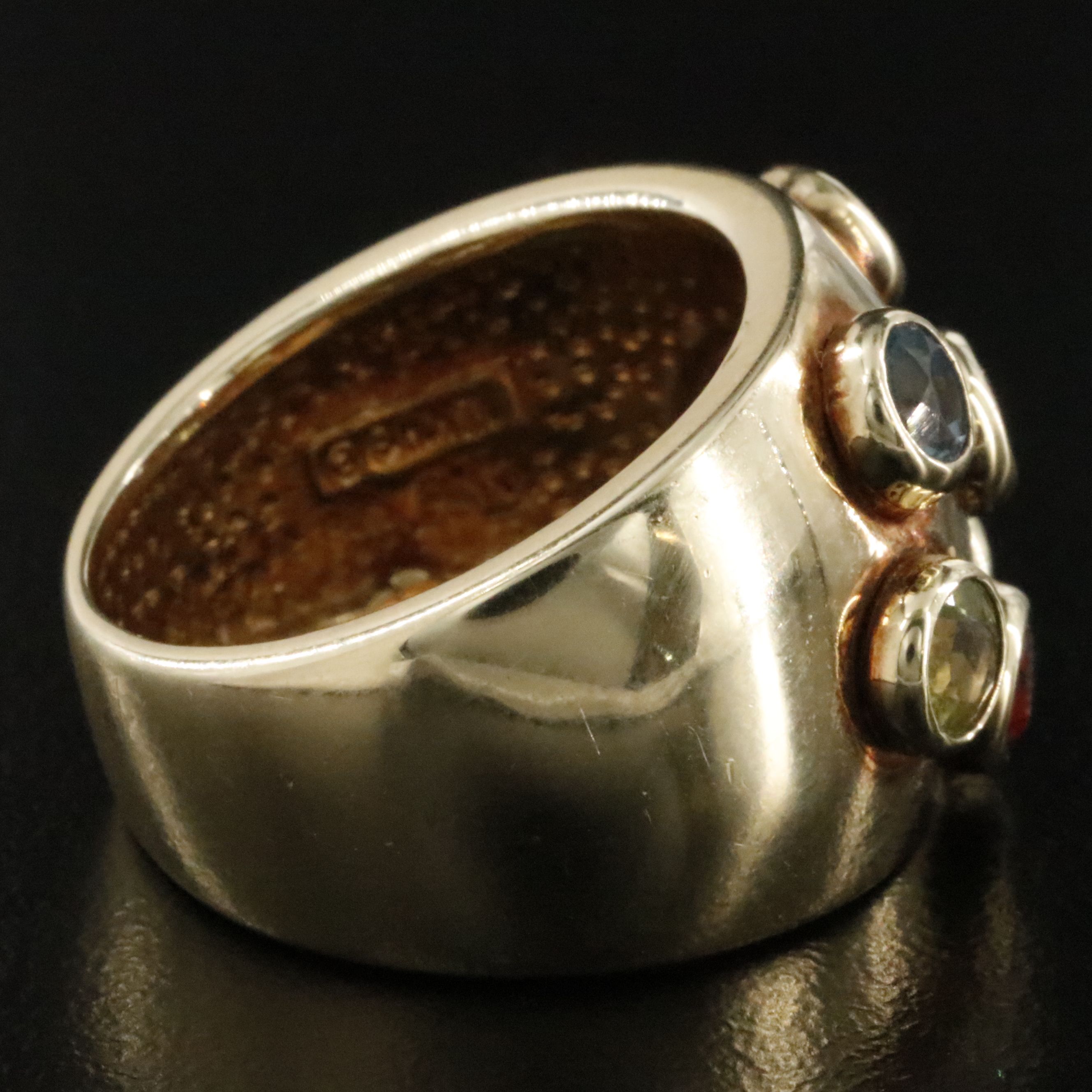 14K Amethyst, Topaz, Garnet and Peridot Dome Ring