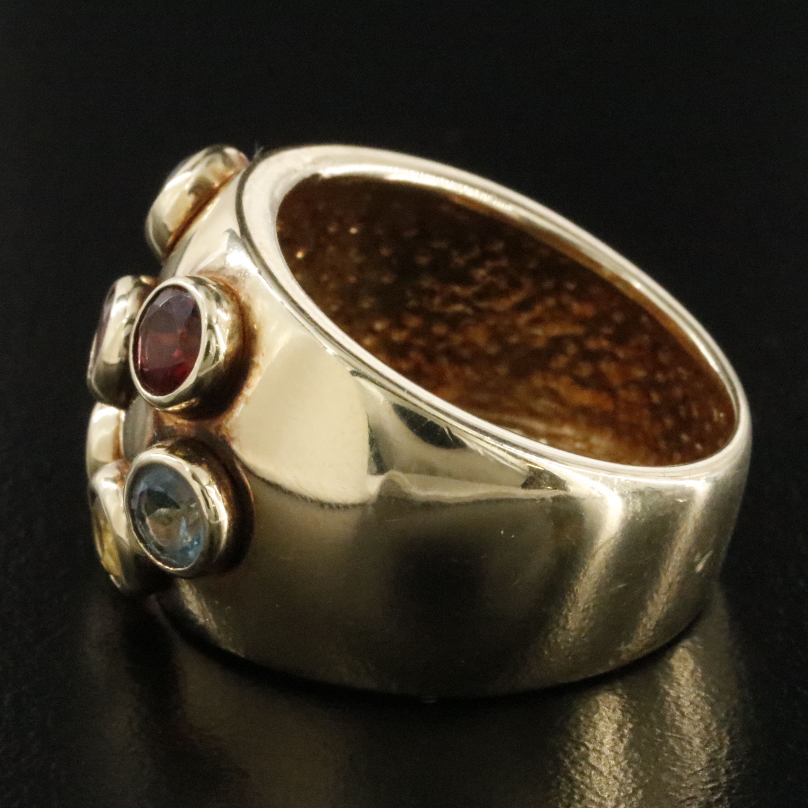 14K Amethyst, Topaz, Garnet and Peridot Dome Ring