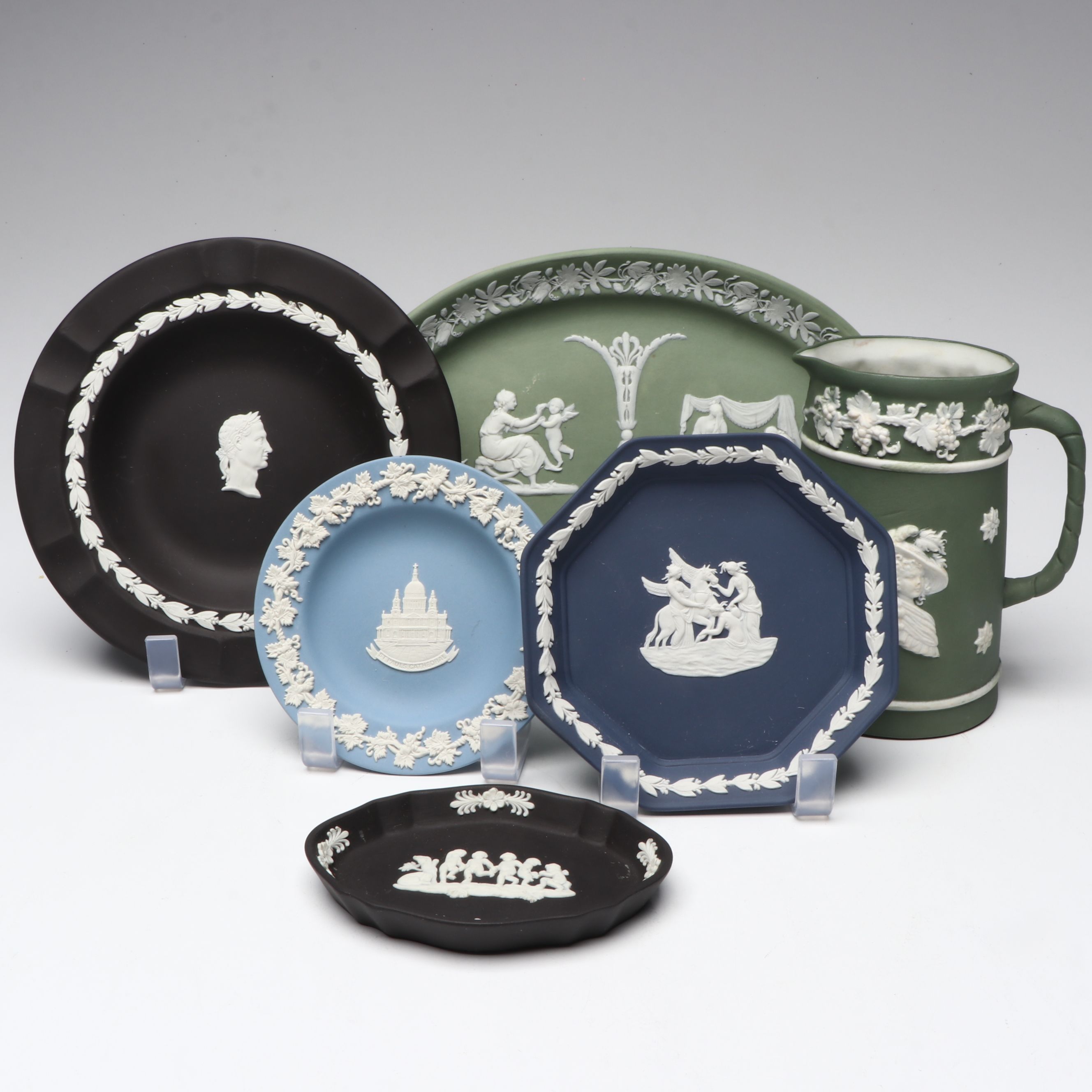 Wedgwood Julius Caesar Ashtray and Other English Jasperware Dishes