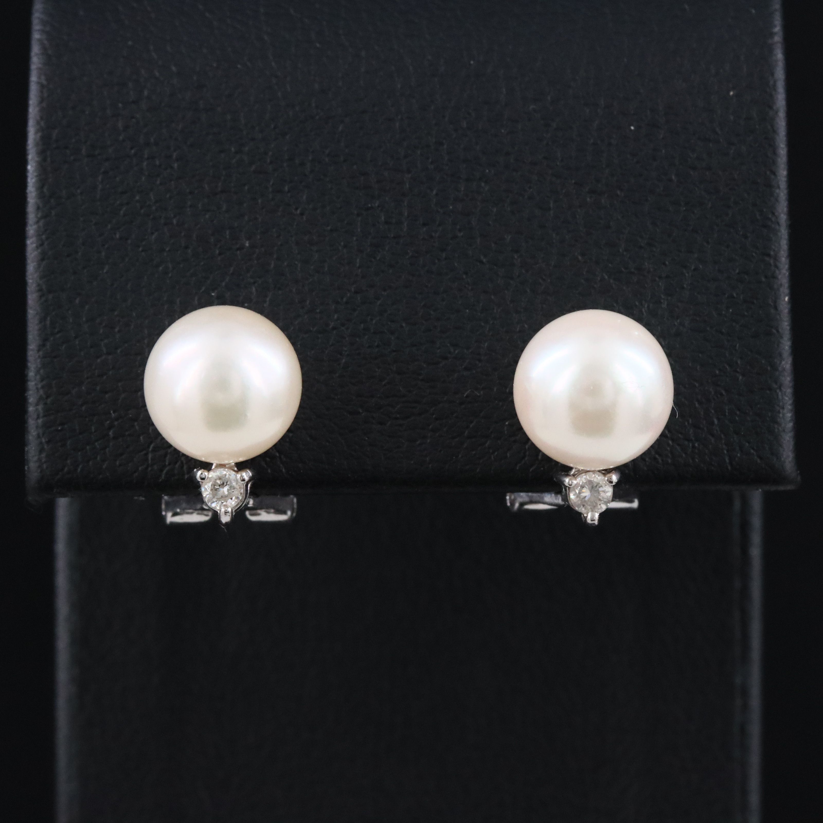 14K Pearl and Diamond Earrings
