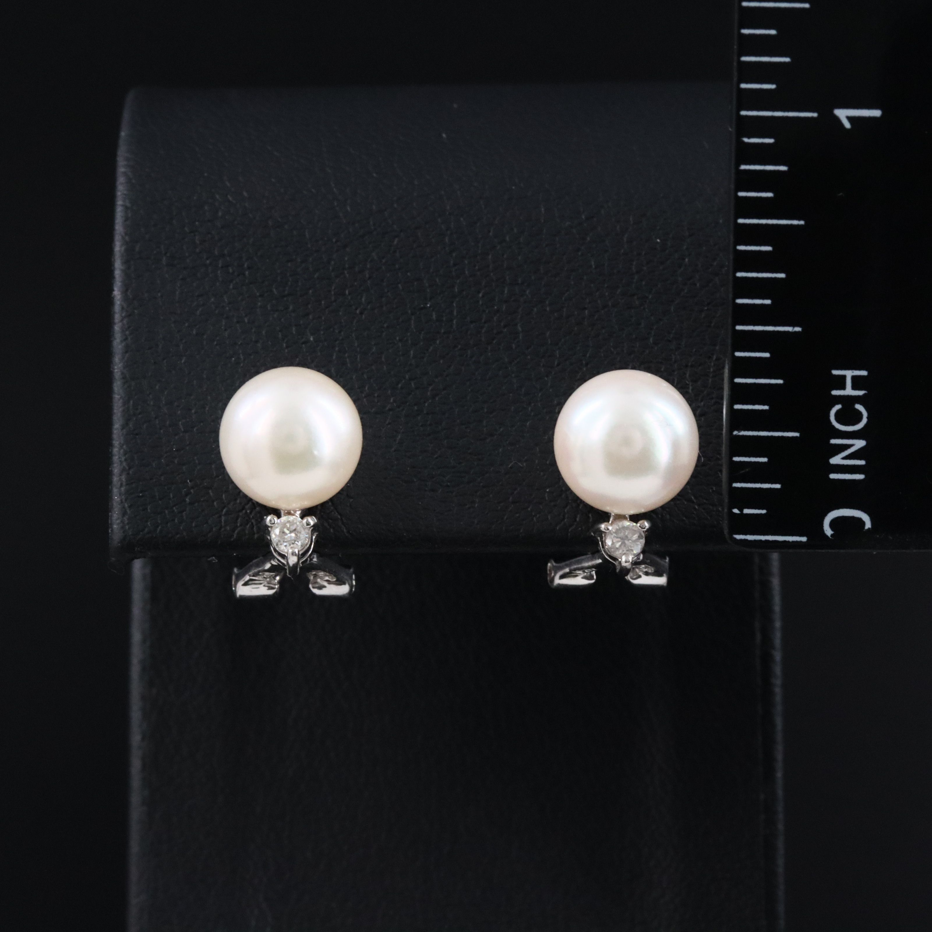 14K Pearl and Diamond Earrings