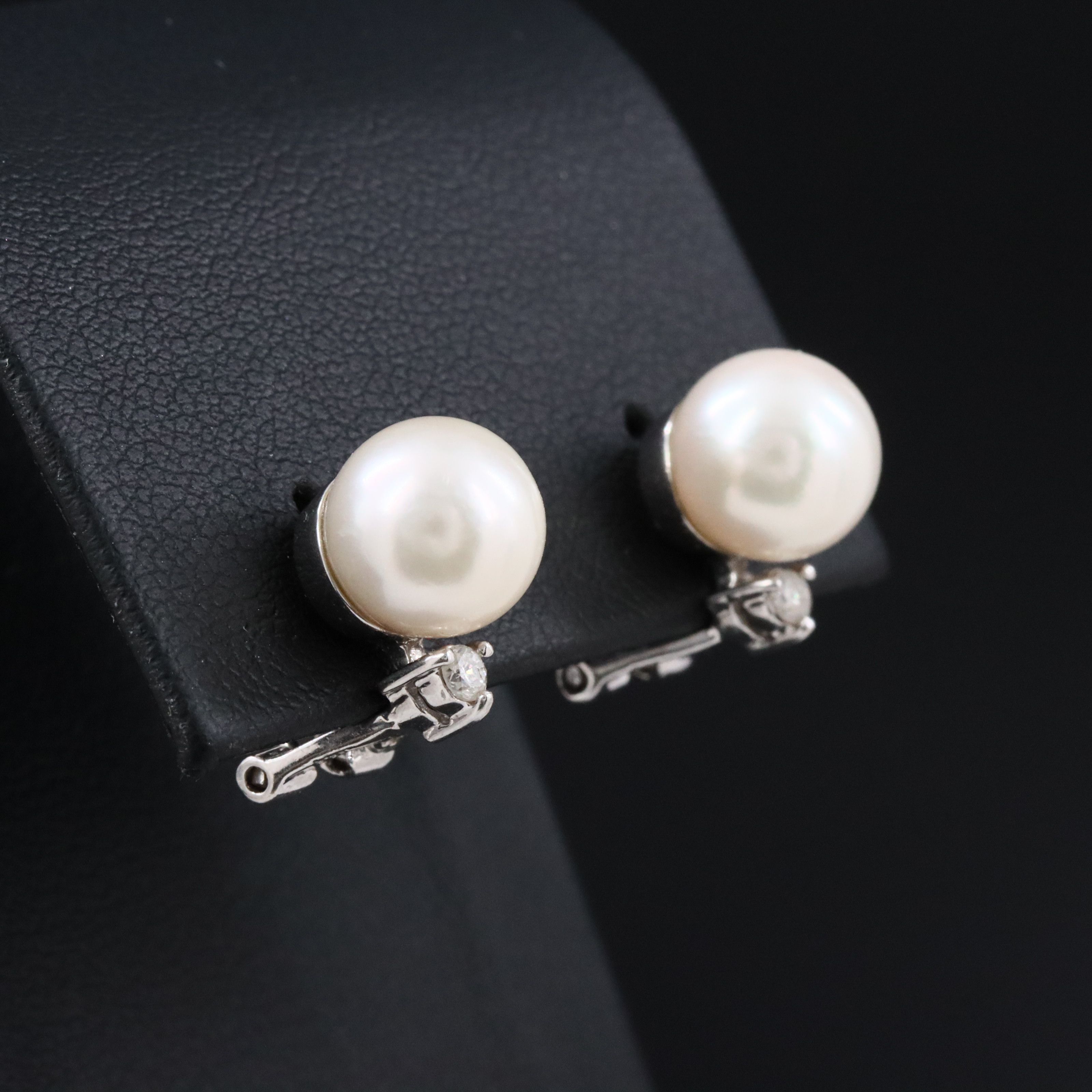 14K Pearl and Diamond Earrings