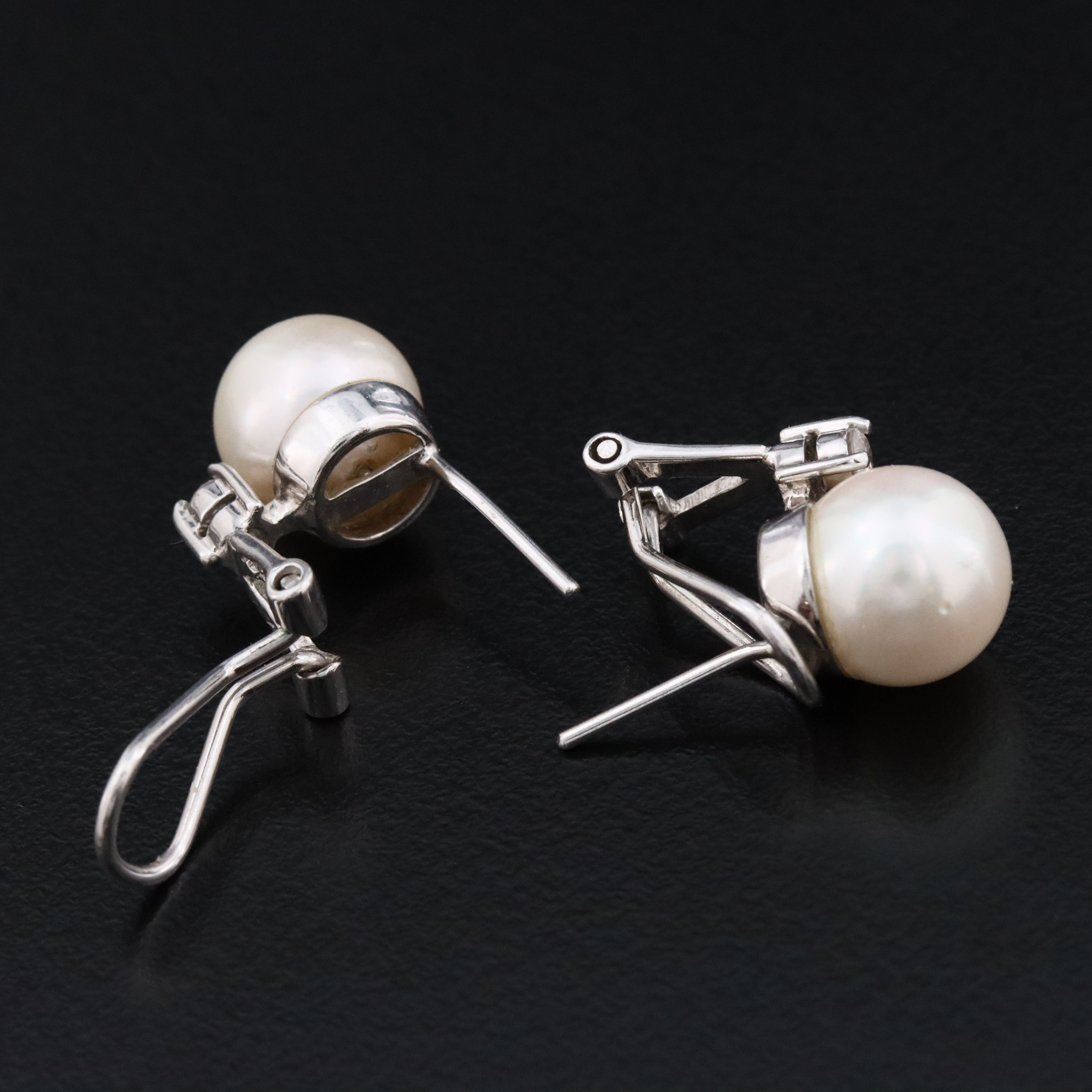 14K Pearl and Diamond Earrings
