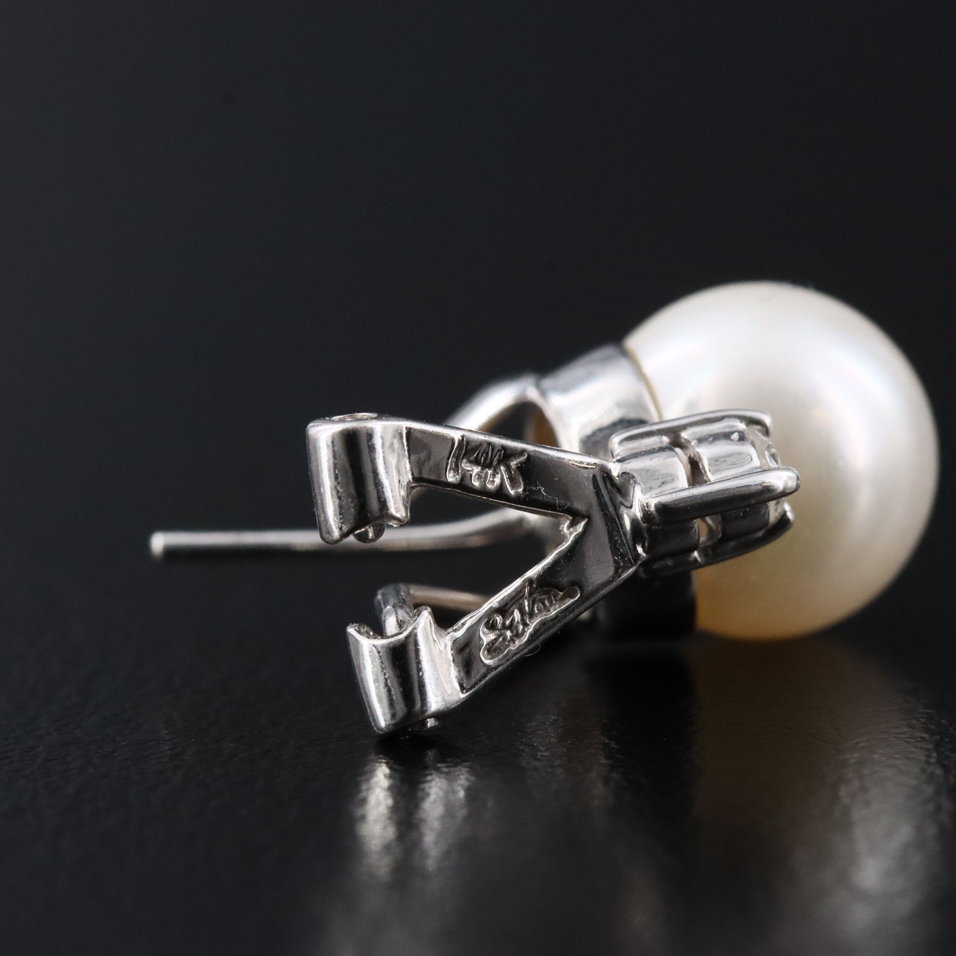 14K Pearl and Diamond Earrings