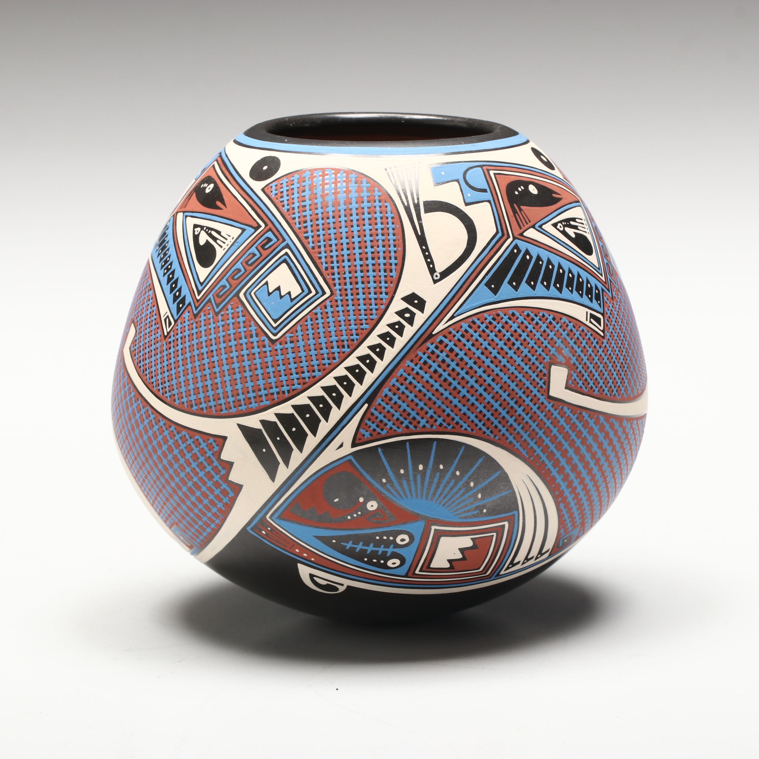 Fabian Ortiz Mata Ortiz Polychrome Pottery Vase