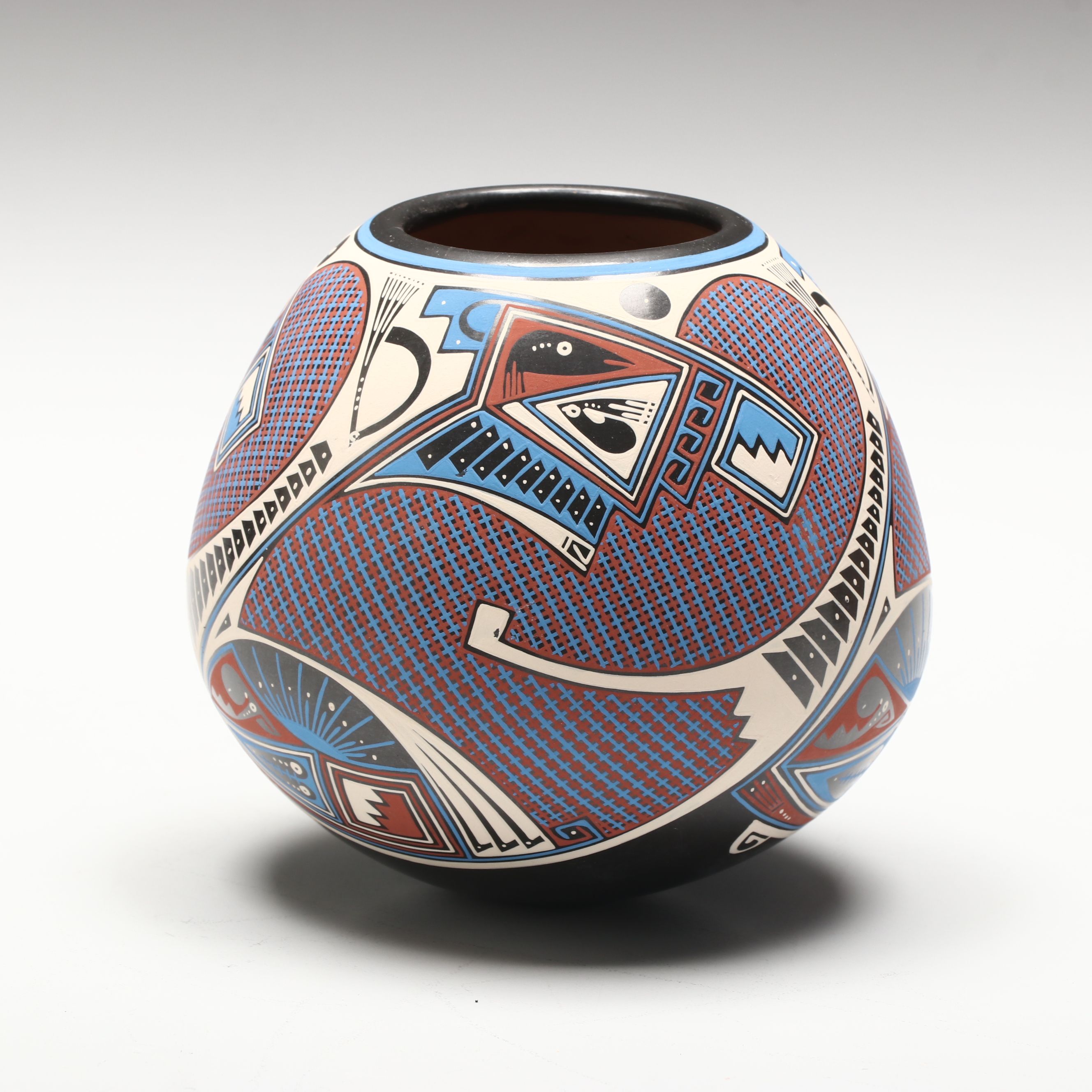 Fabian Ortiz Mata Ortiz Polychrome Pottery Vase