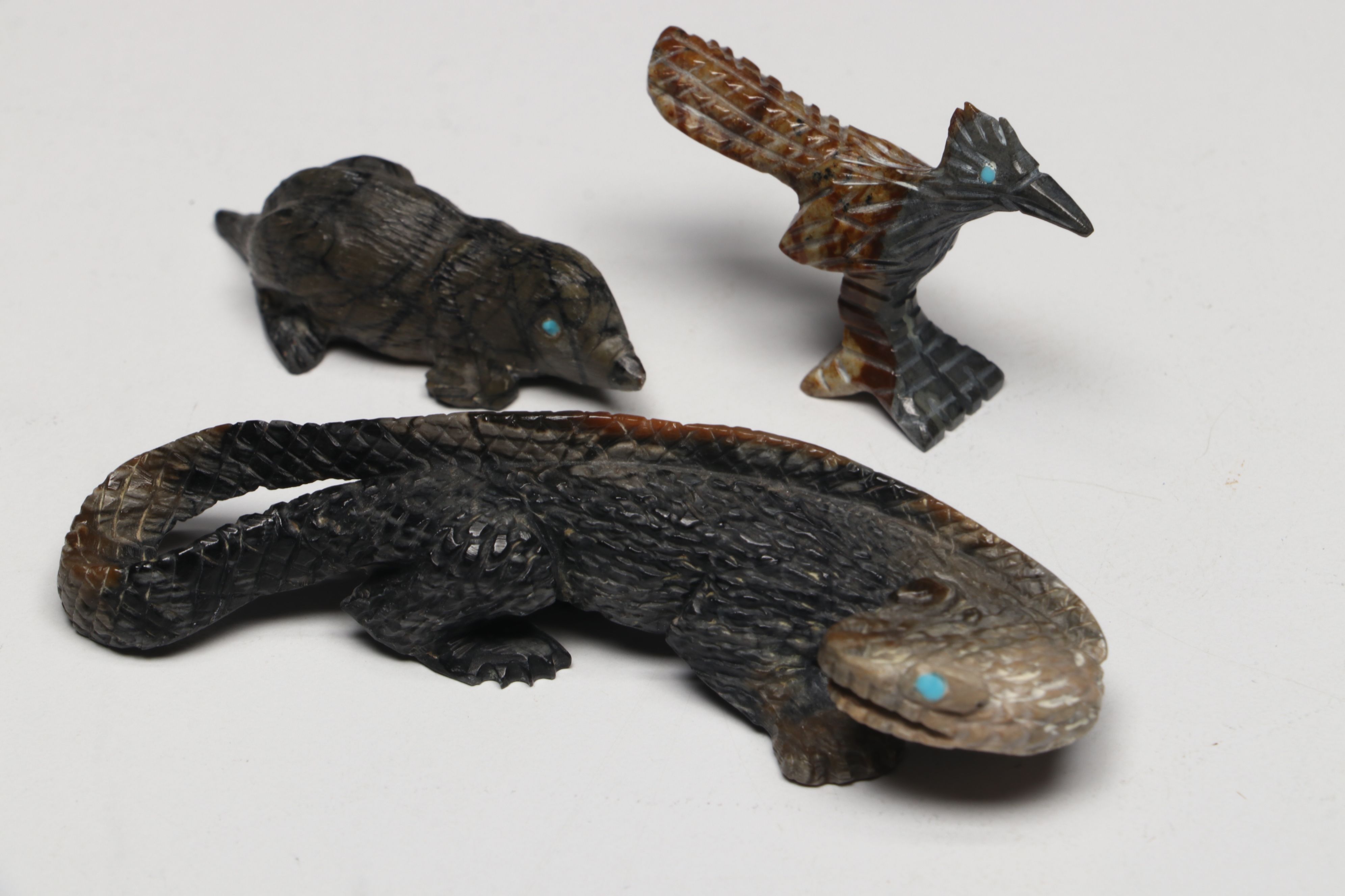 Pernell Laate, Fabian Cheama, Lance Cheama with Other Carved Zuni Fetishes