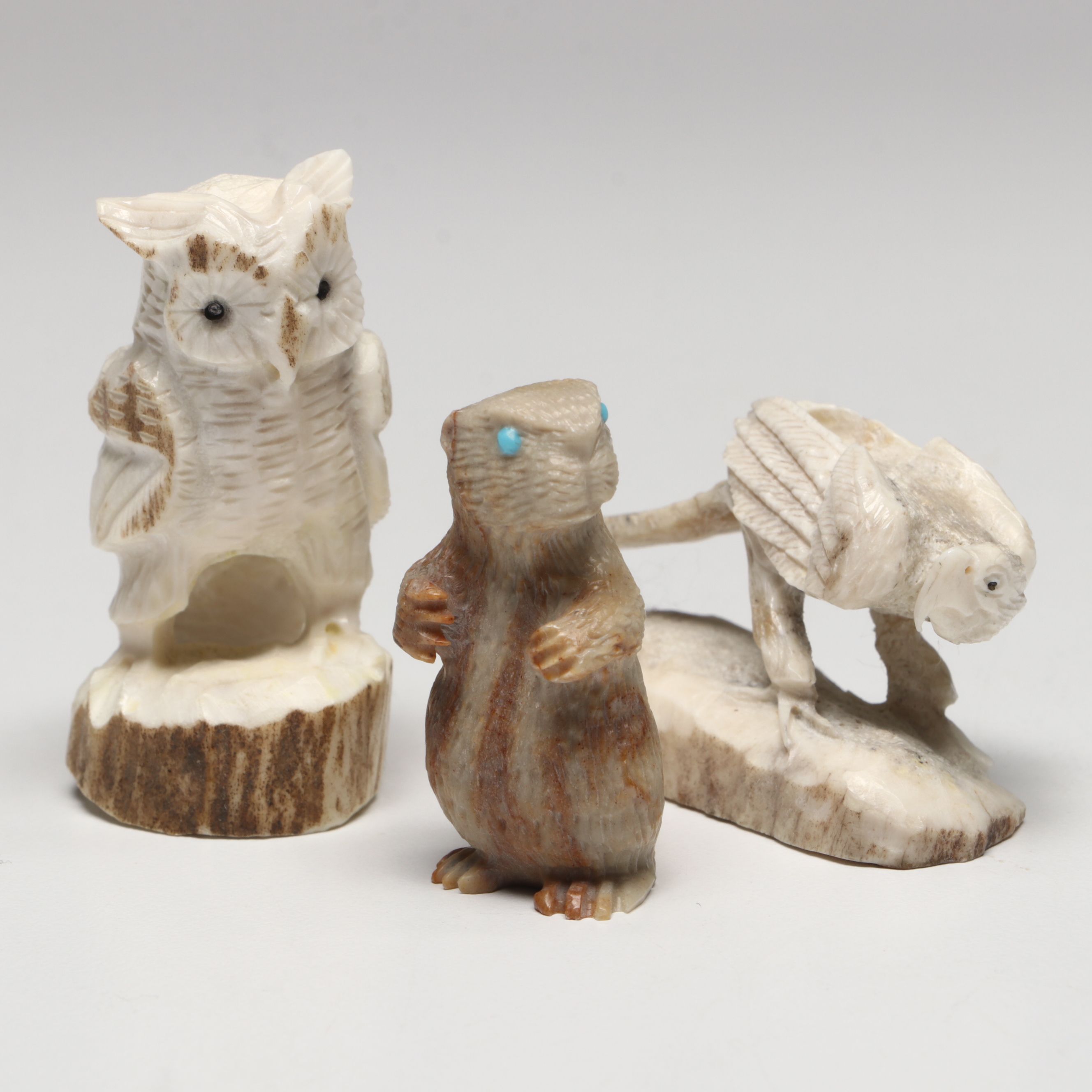 Pernell Laate, Fabian Cheama, Lance Cheama with Other Carved Zuni Fetishes