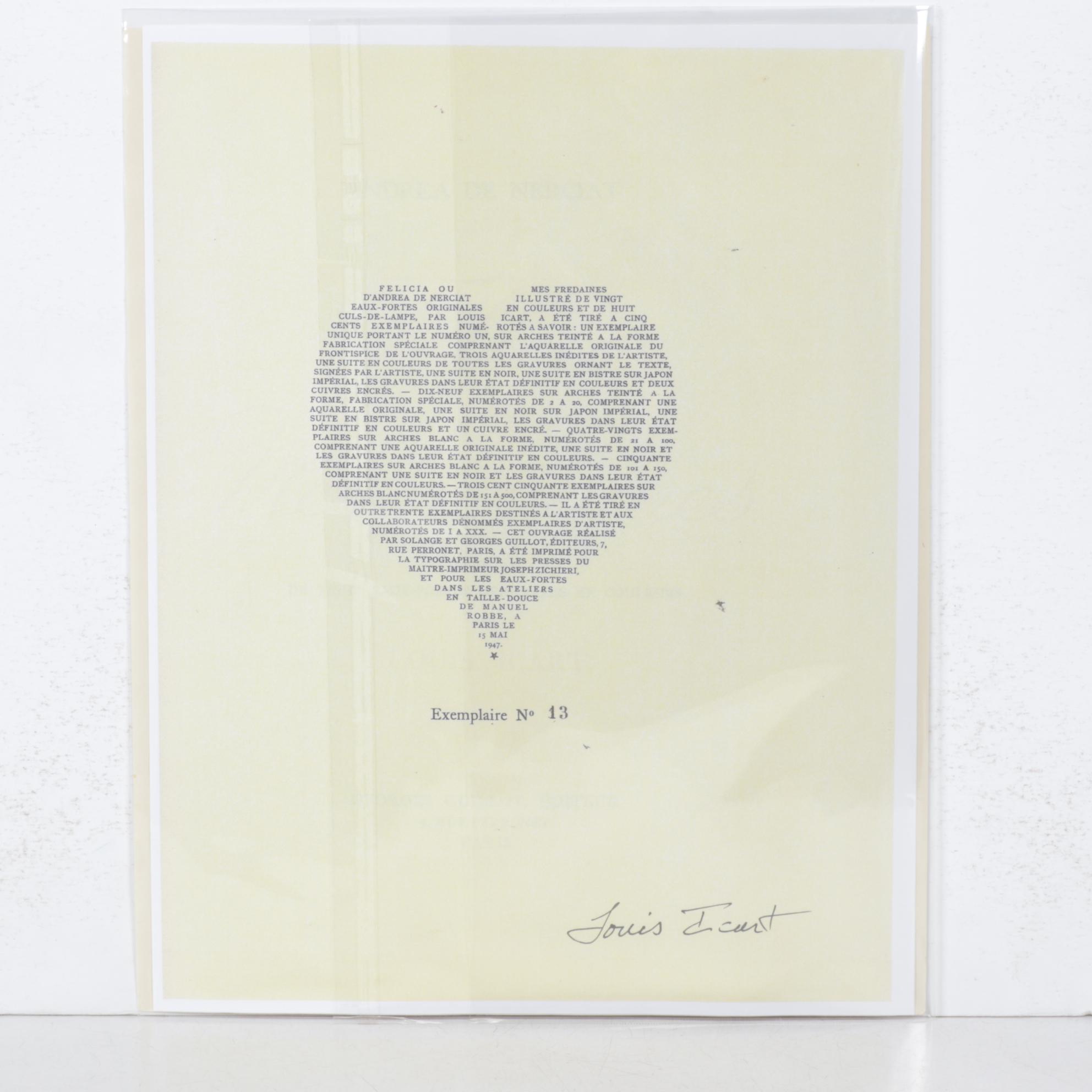 Louis Icart Etching "Interrupted Sleep" from "Felicia ou Mes Fredaines"