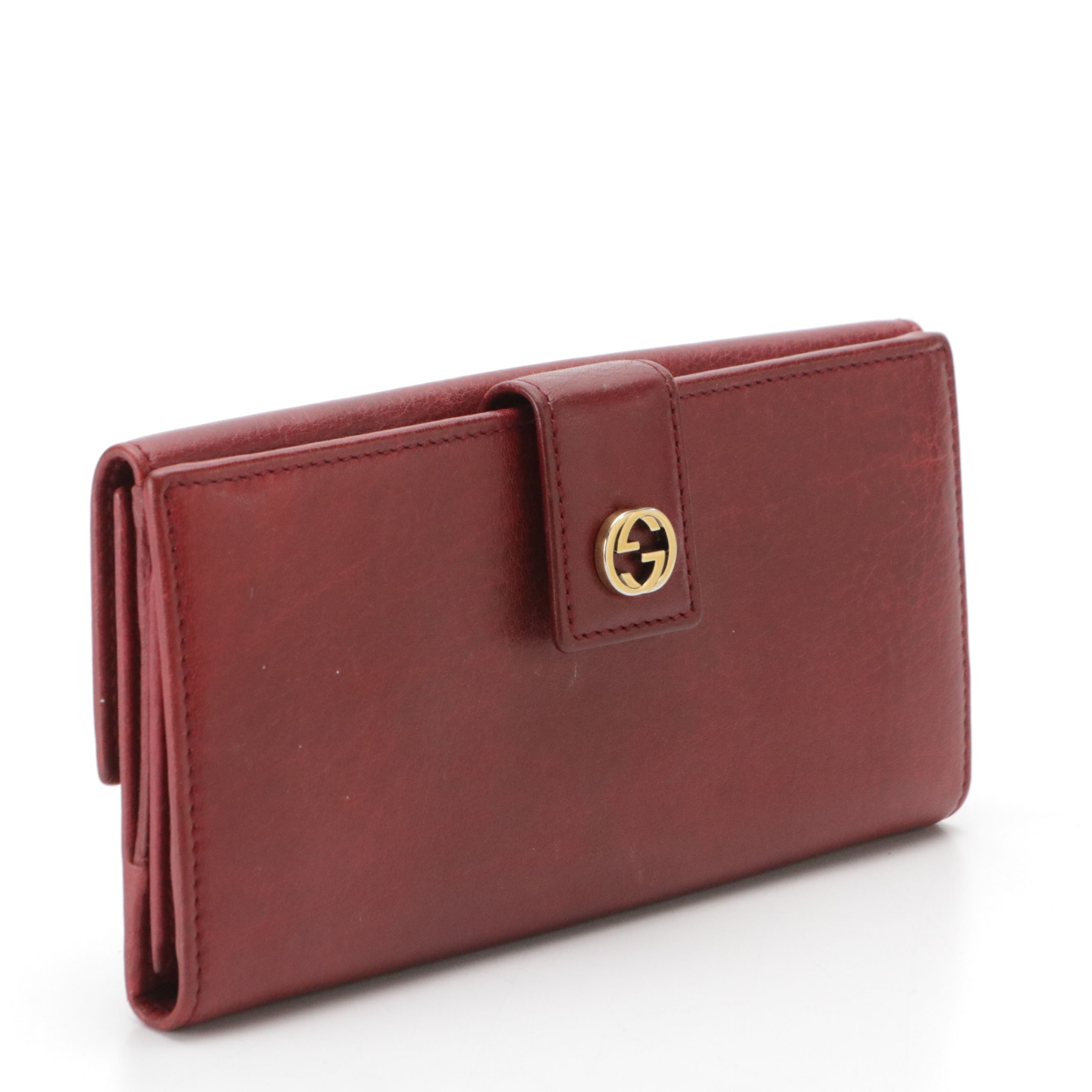 Gucci GG Flap Continental Wallet in Red Calfskin Leather, With Box