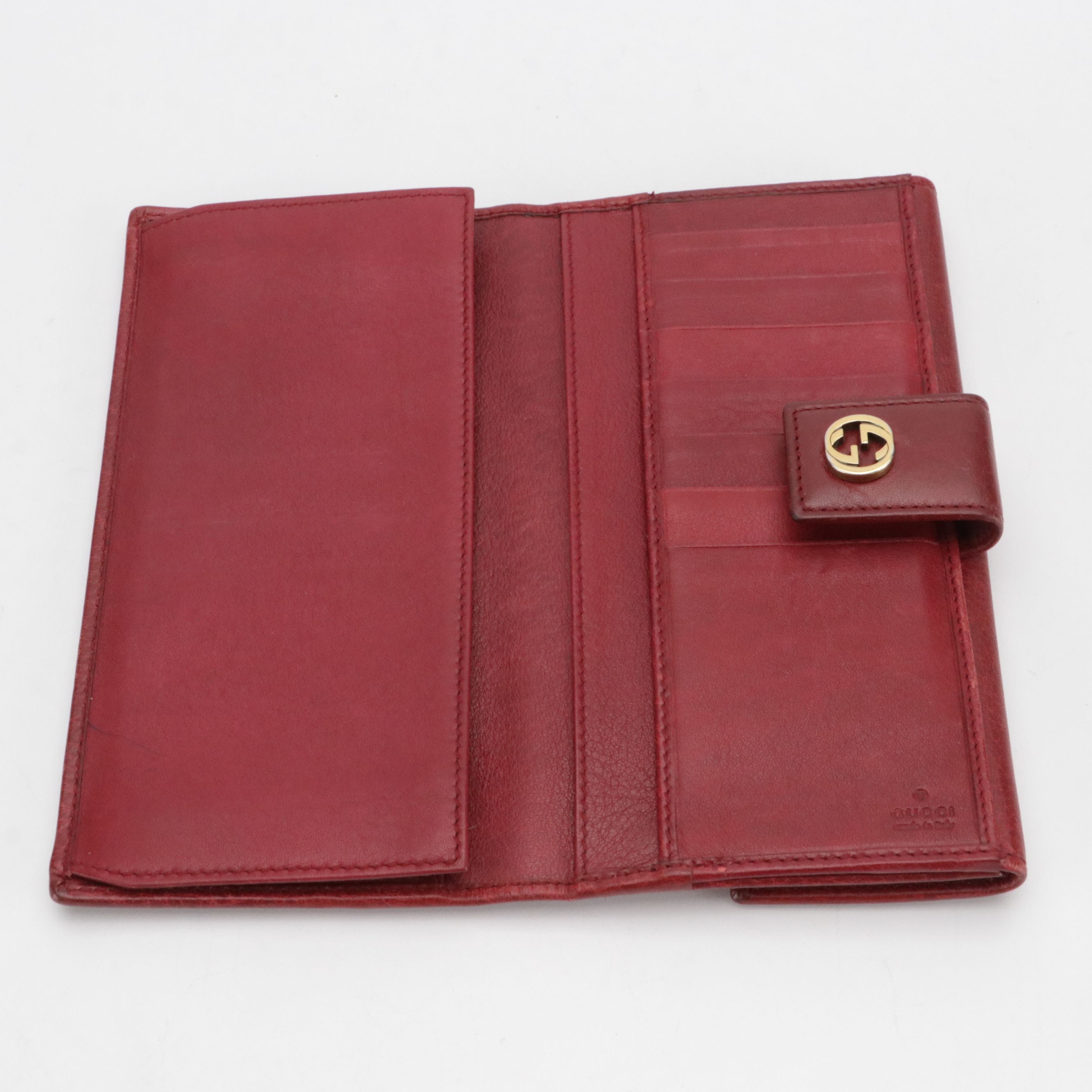 Gucci GG Flap Continental Wallet in Red Calfskin Leather, With Box