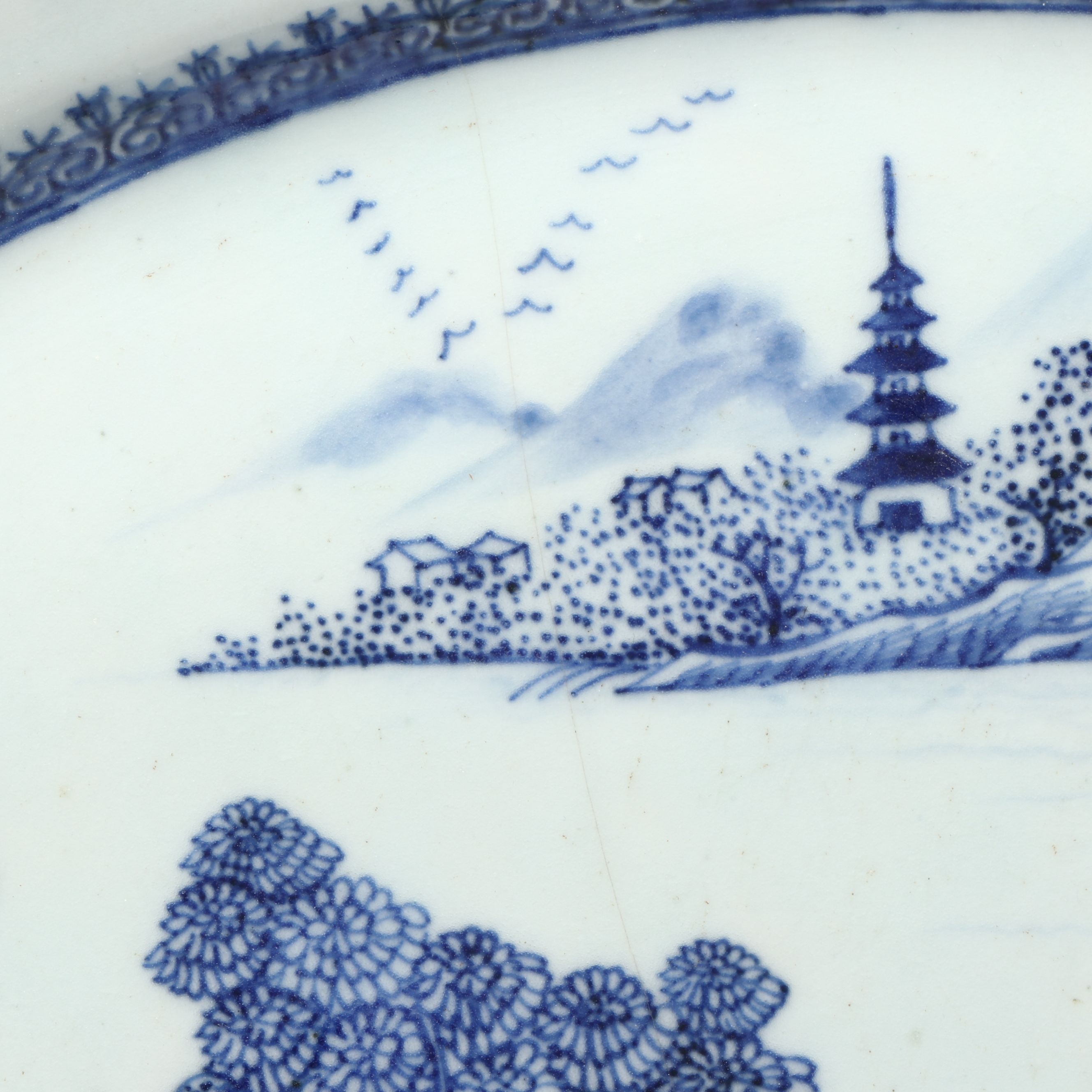 Chinese Qianlong Blue and White Porcelain Platters