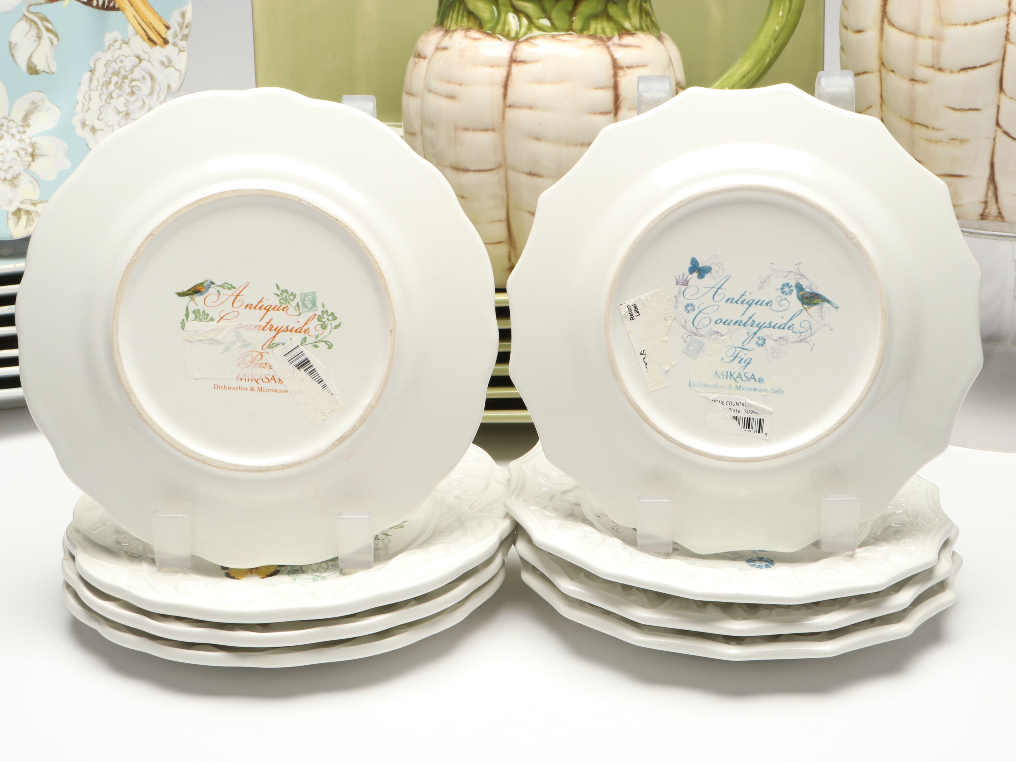 Cabbage Leaf Chip and Dip Tray with Pitchers and More Transferware Plates