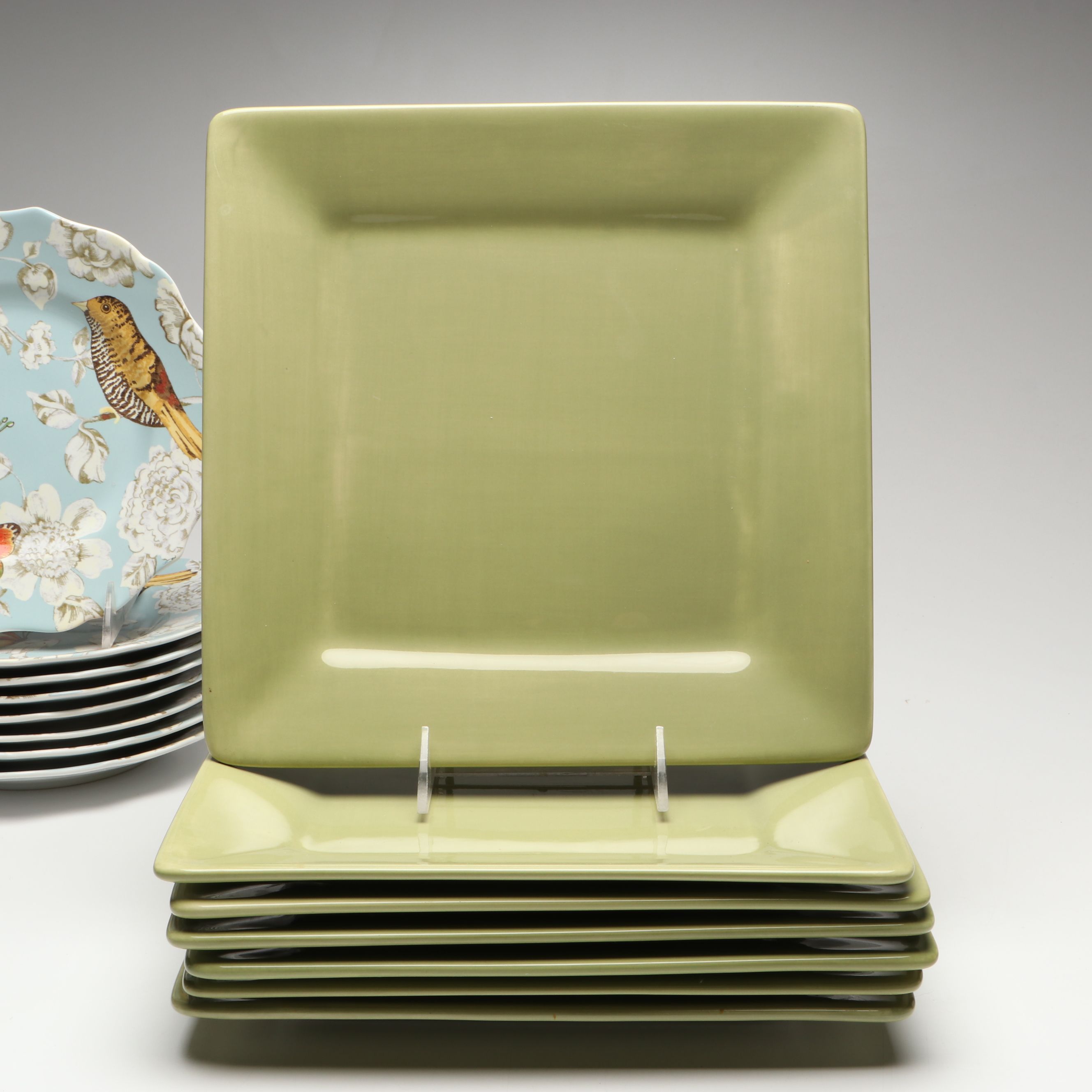 Cabbage Leaf Chip and Dip Tray with Pitchers and More Transferware Plates