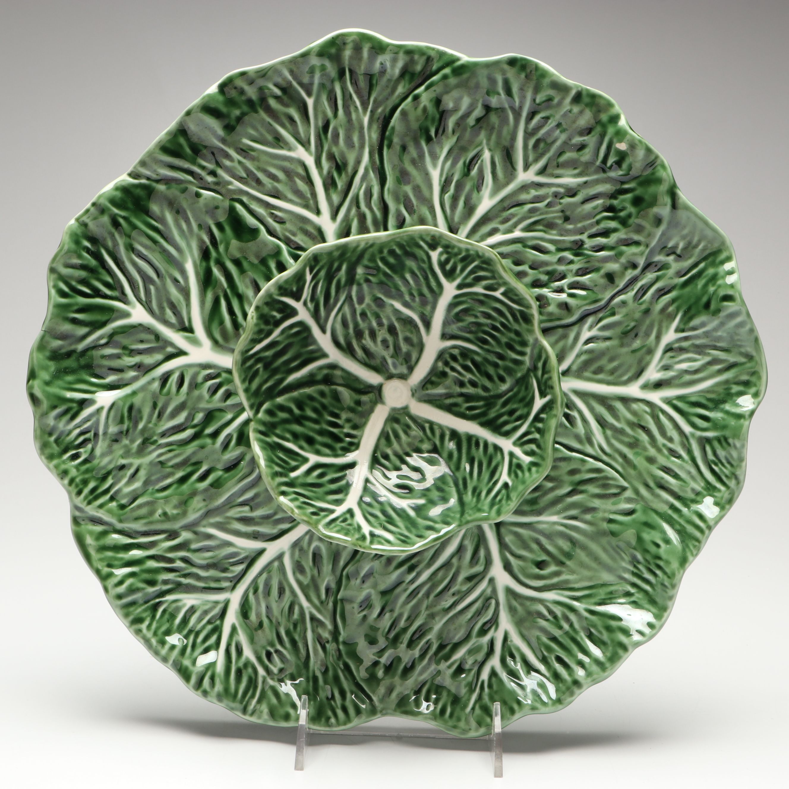 Cabbage Leaf Chip and Dip Tray with Pitchers and More Transferware Plates