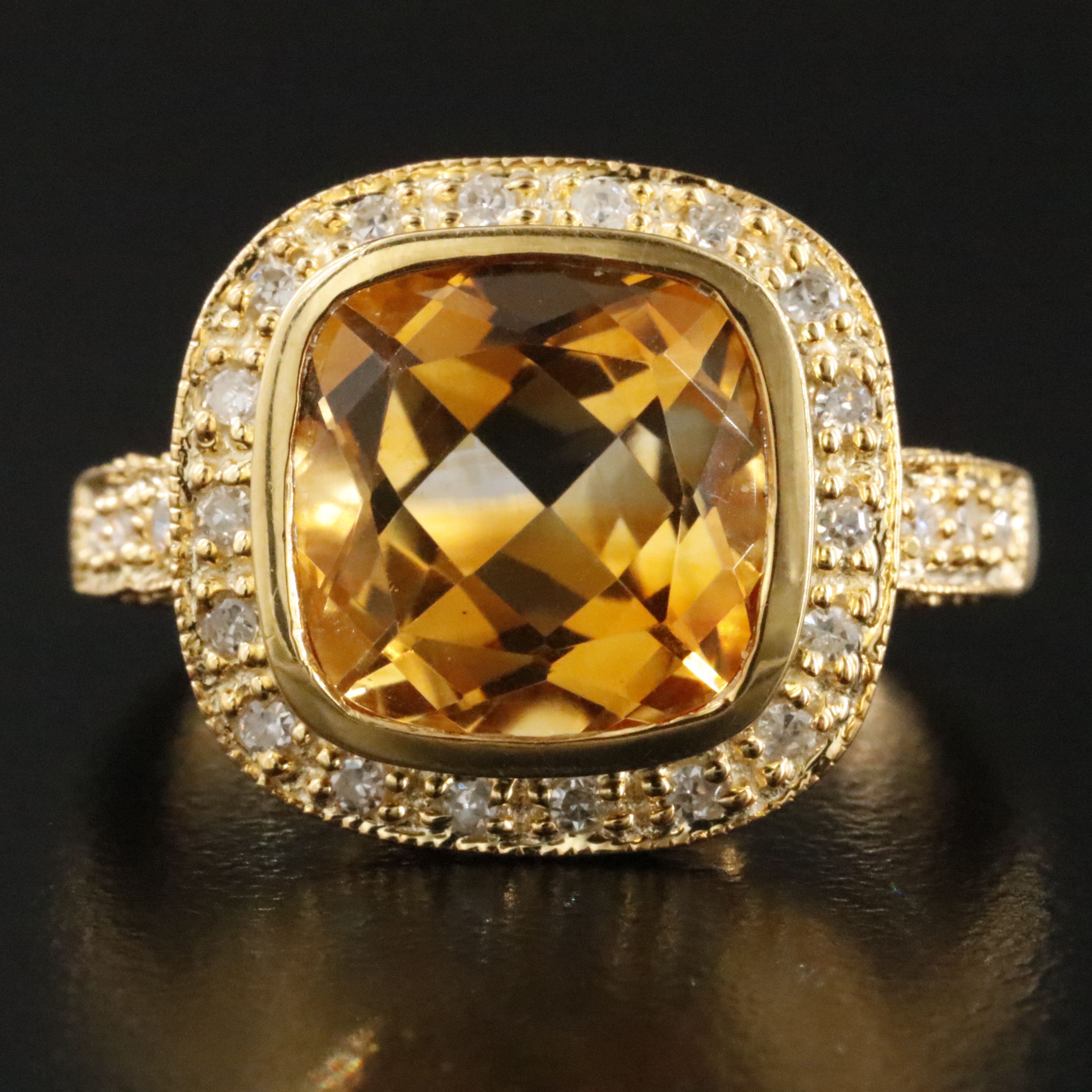 14K Citrine and Diamond Ring