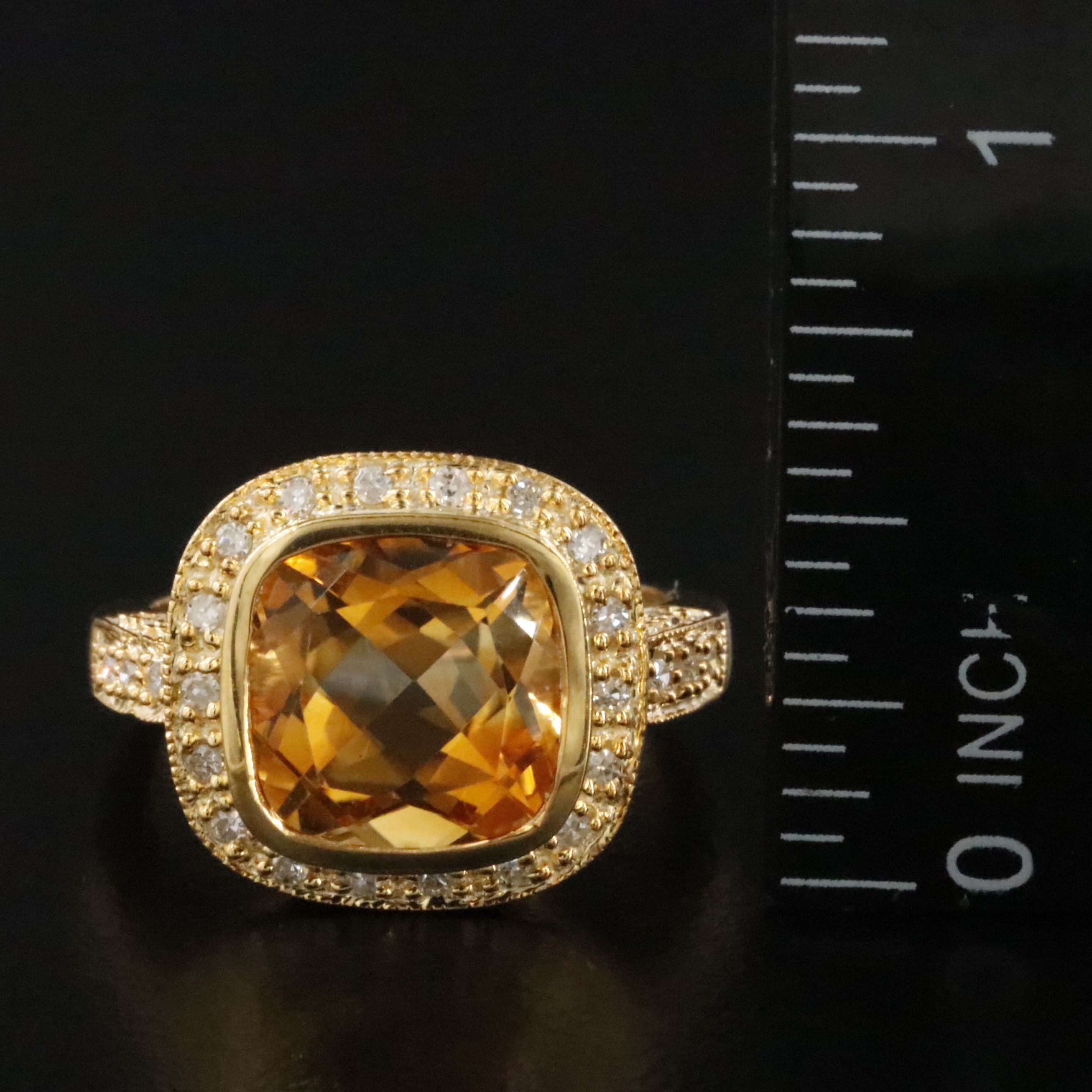 14K Citrine and Diamond Ring