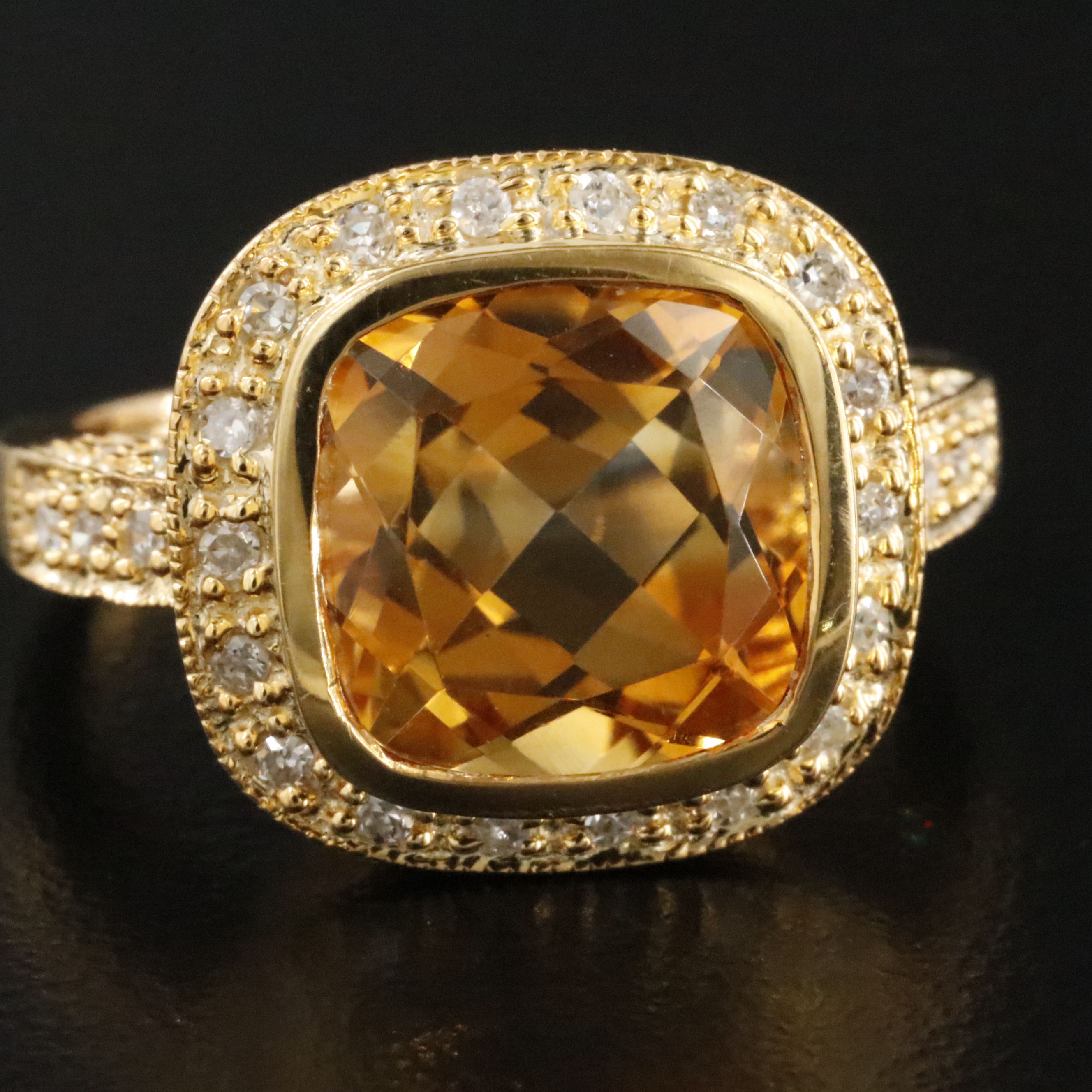14K Citrine and Diamond Ring