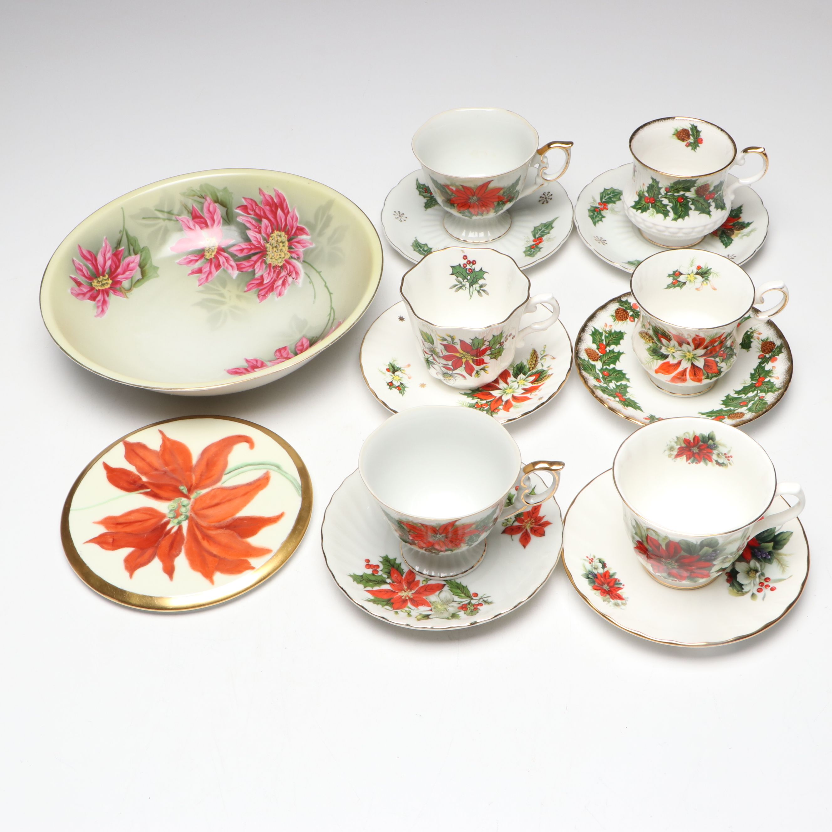 English Rosina "Yuletide" and Other Christmas Floral Porcelain Serveware