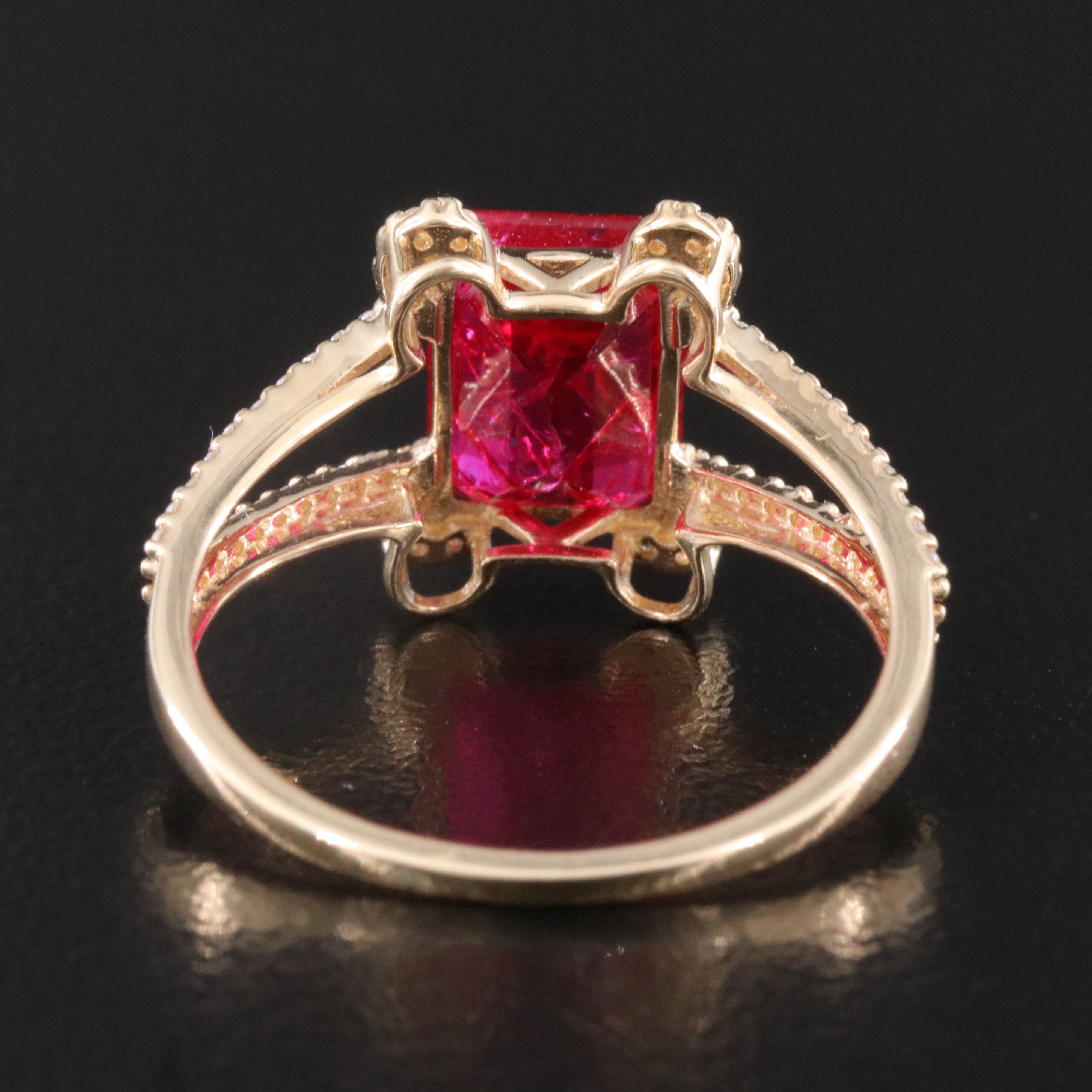 14K 2.96 CT Lab Grown Ruby and Moissanite Ring