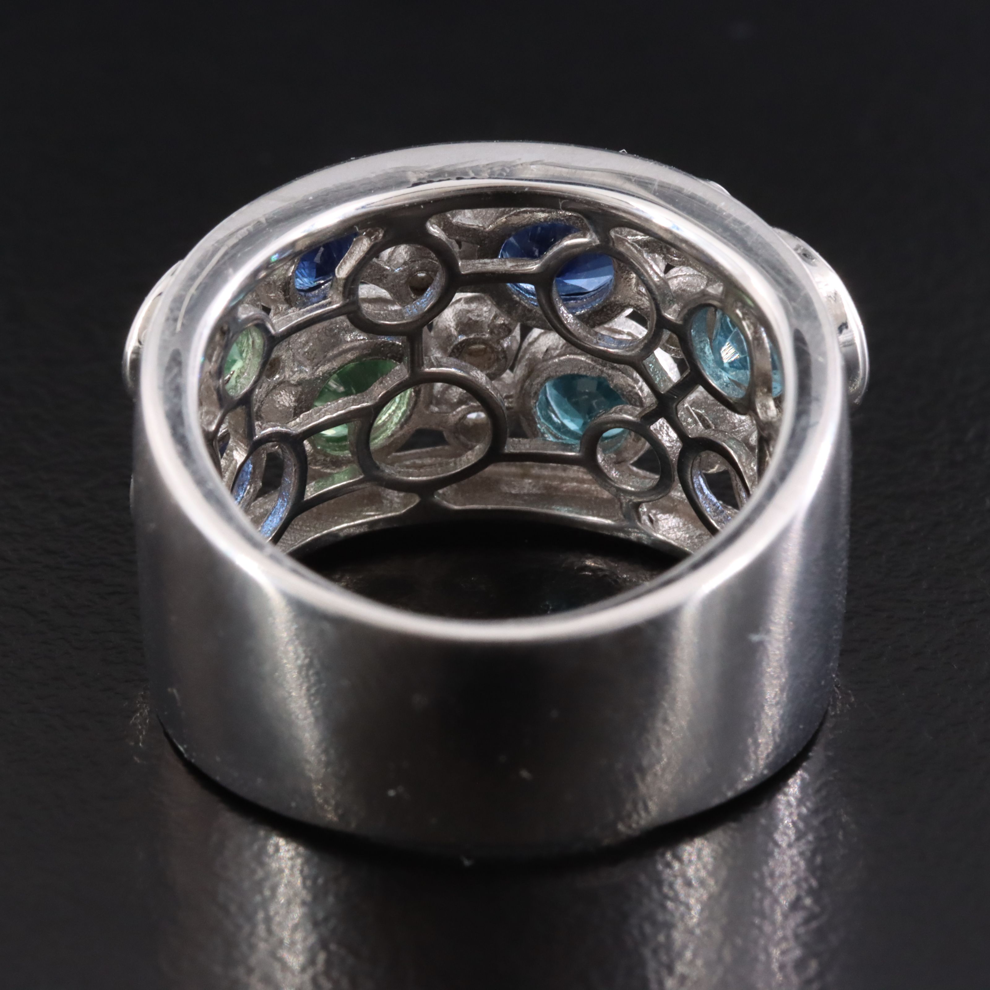 Sterling Kyanite, Fluorite and Gemstone Ring