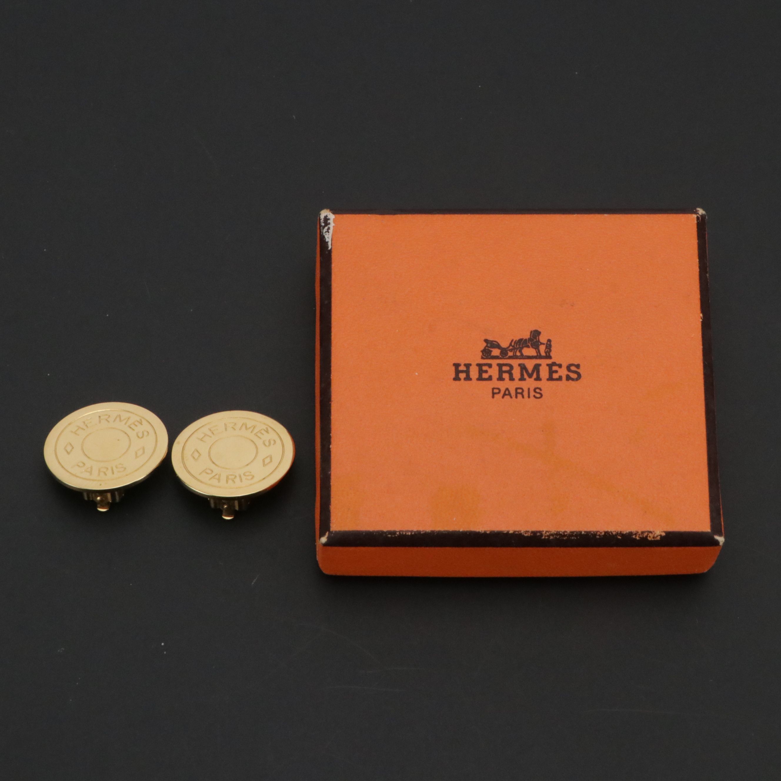 Hermès Clou de Selle Clip Earrings in Box