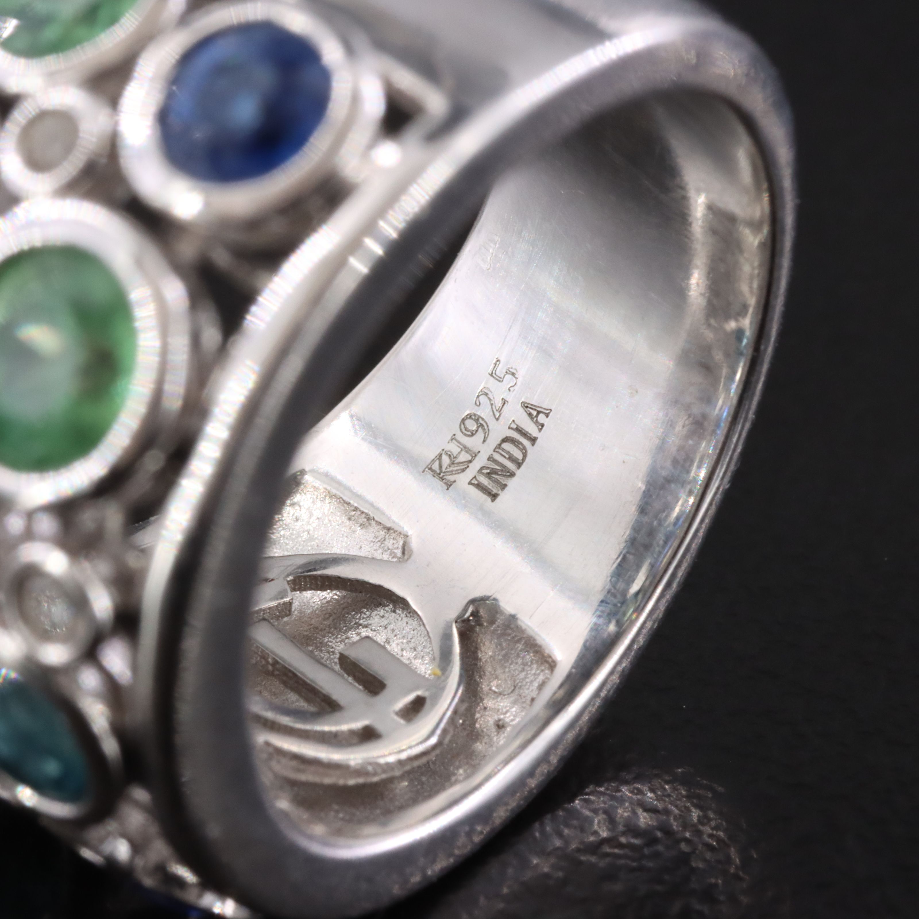 Sterling Kyanite, Fluorite and Gemstone Ring