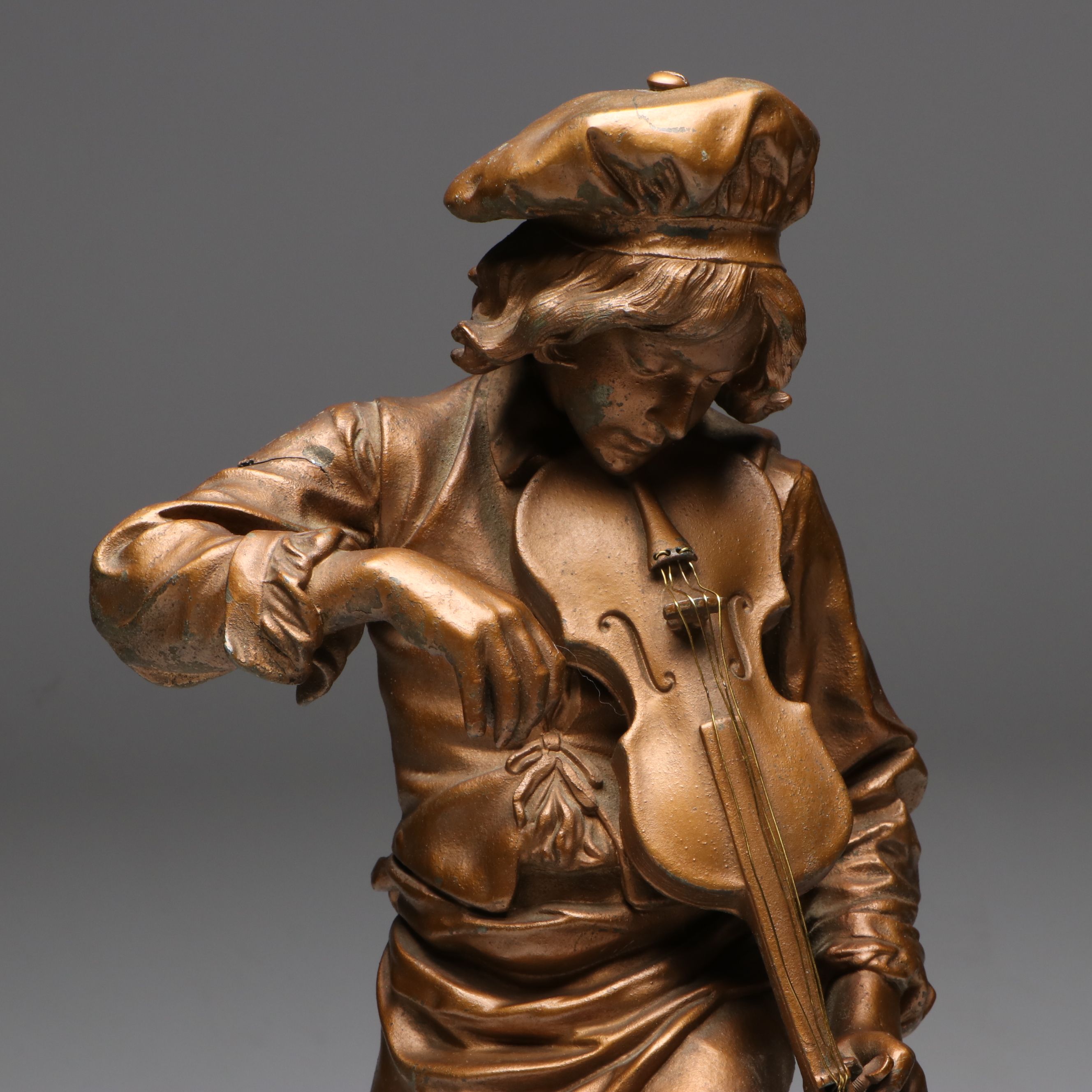 Patinated Cast Spelter Statuette After Adrien Étienne Gaudez "Lulli Enfant"