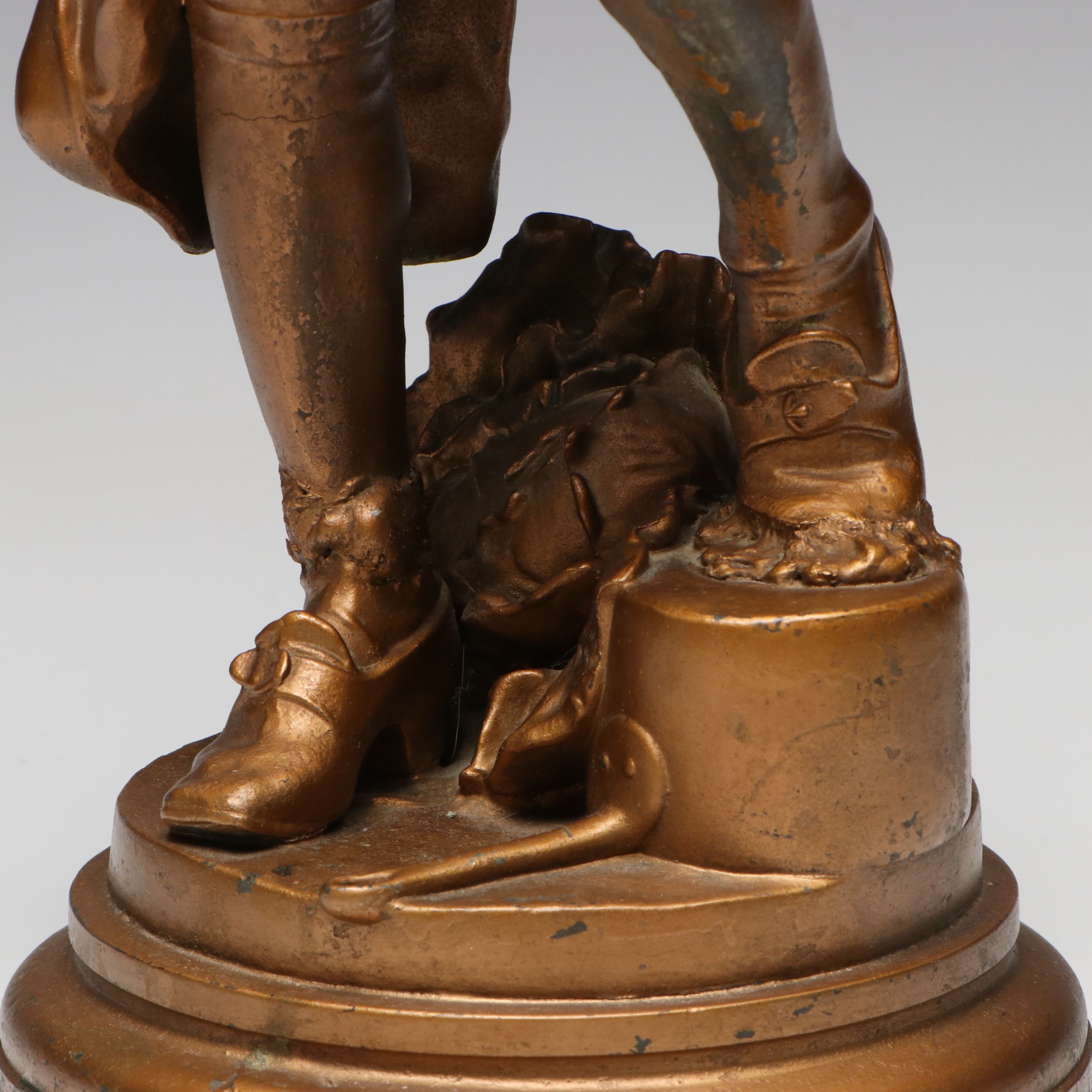 Patinated Cast Spelter Statuette After Adrien Étienne Gaudez "Lulli Enfant"