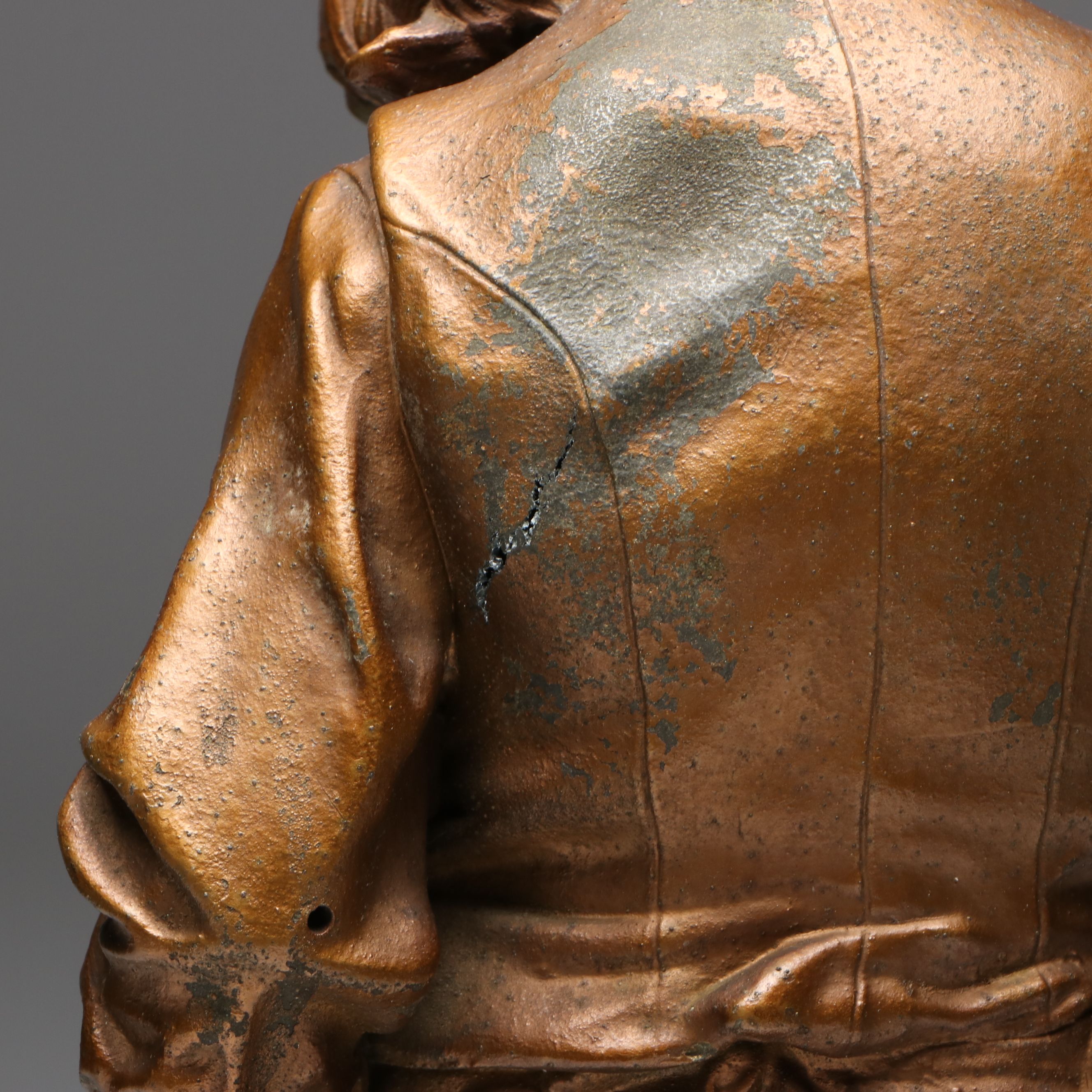 Patinated Cast Spelter Statuette After Adrien Étienne Gaudez "Lulli Enfant"