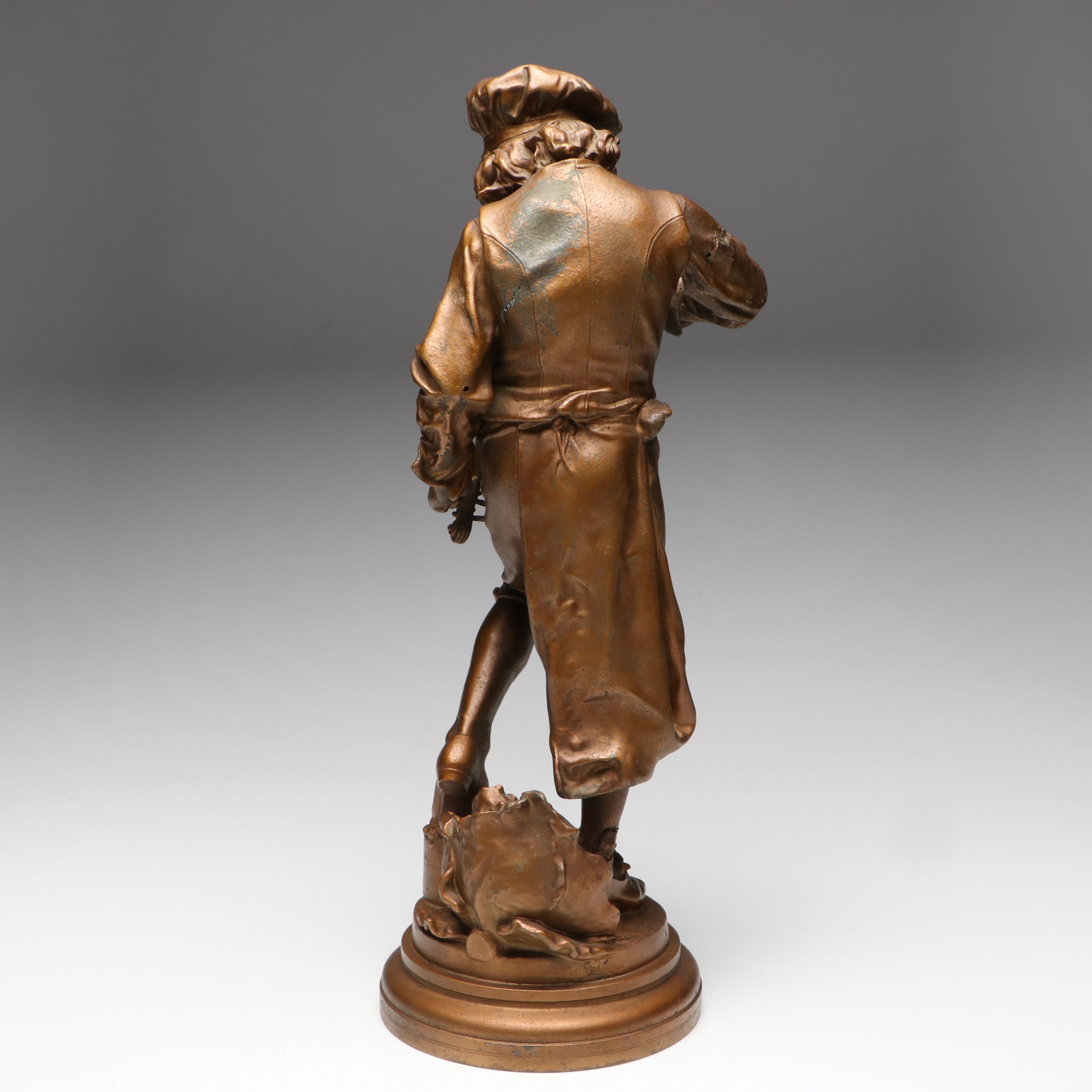 Patinated Cast Spelter Statuette After Adrien Étienne Gaudez "Lulli Enfant"