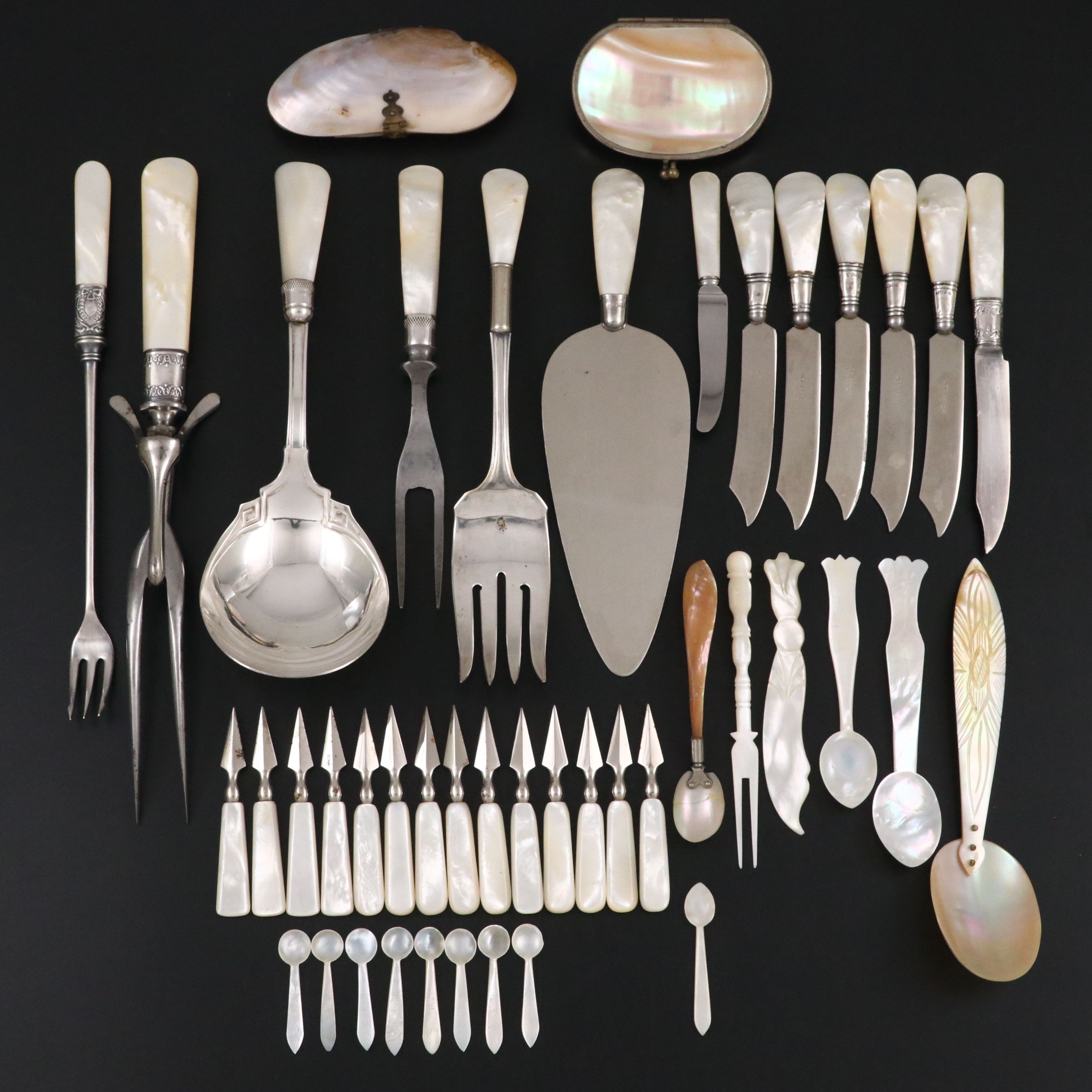 Mother-of-Pearl Handled Flatware and Coin Purses