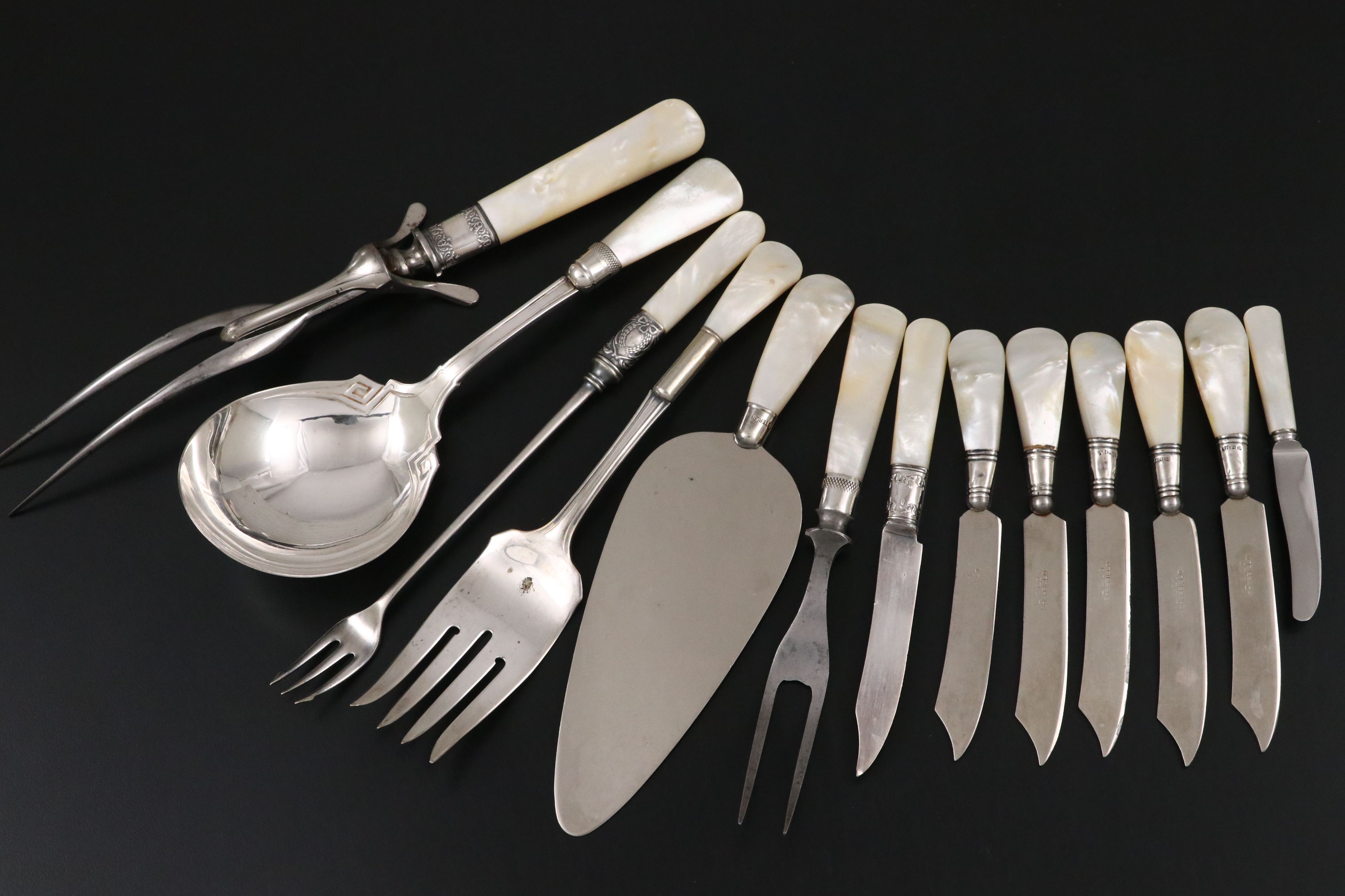 Mother-of-Pearl Handled Flatware and Coin Purses
