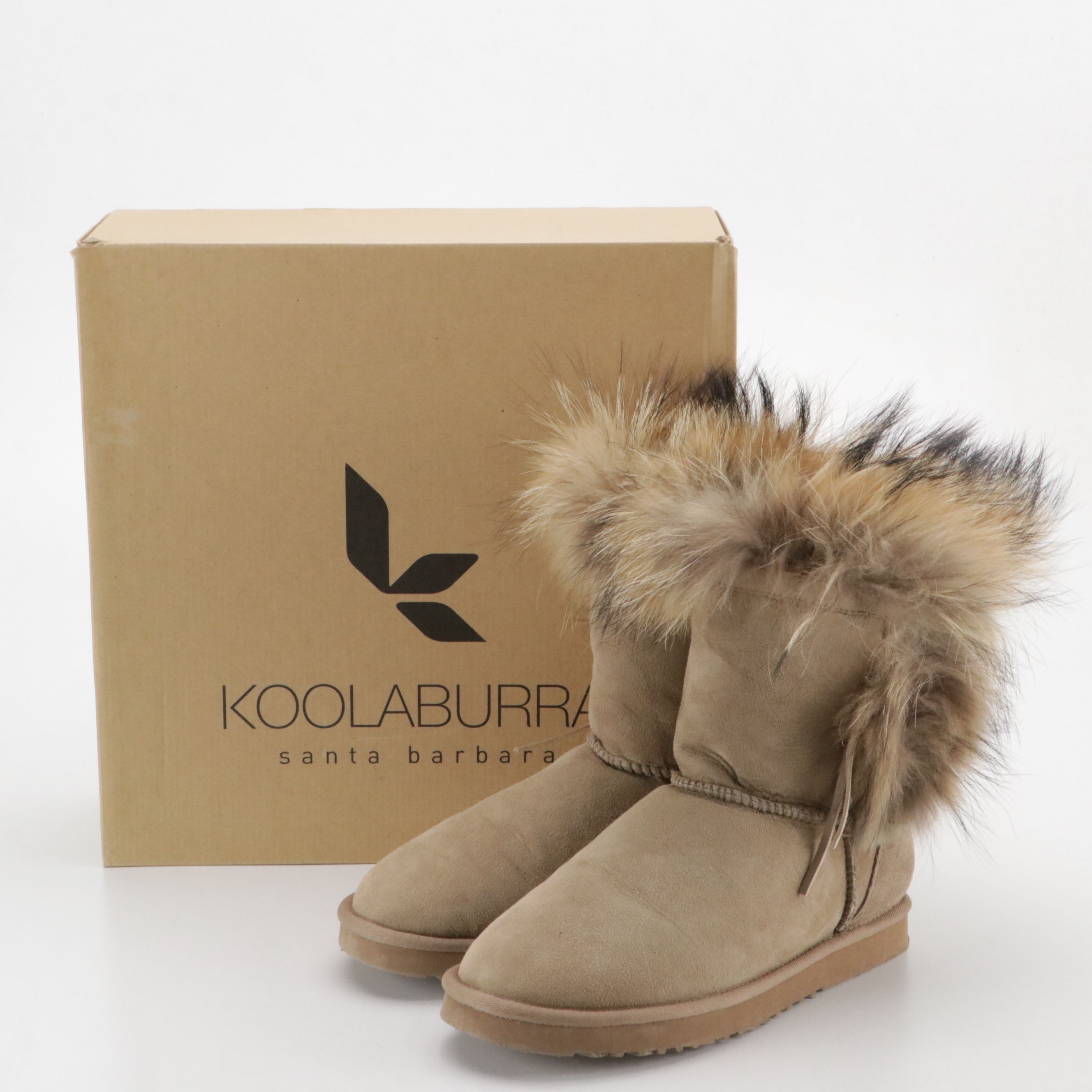 Koolaburra "Trishka" Dyed Fox Fur and Sheepskin Boots, With Box