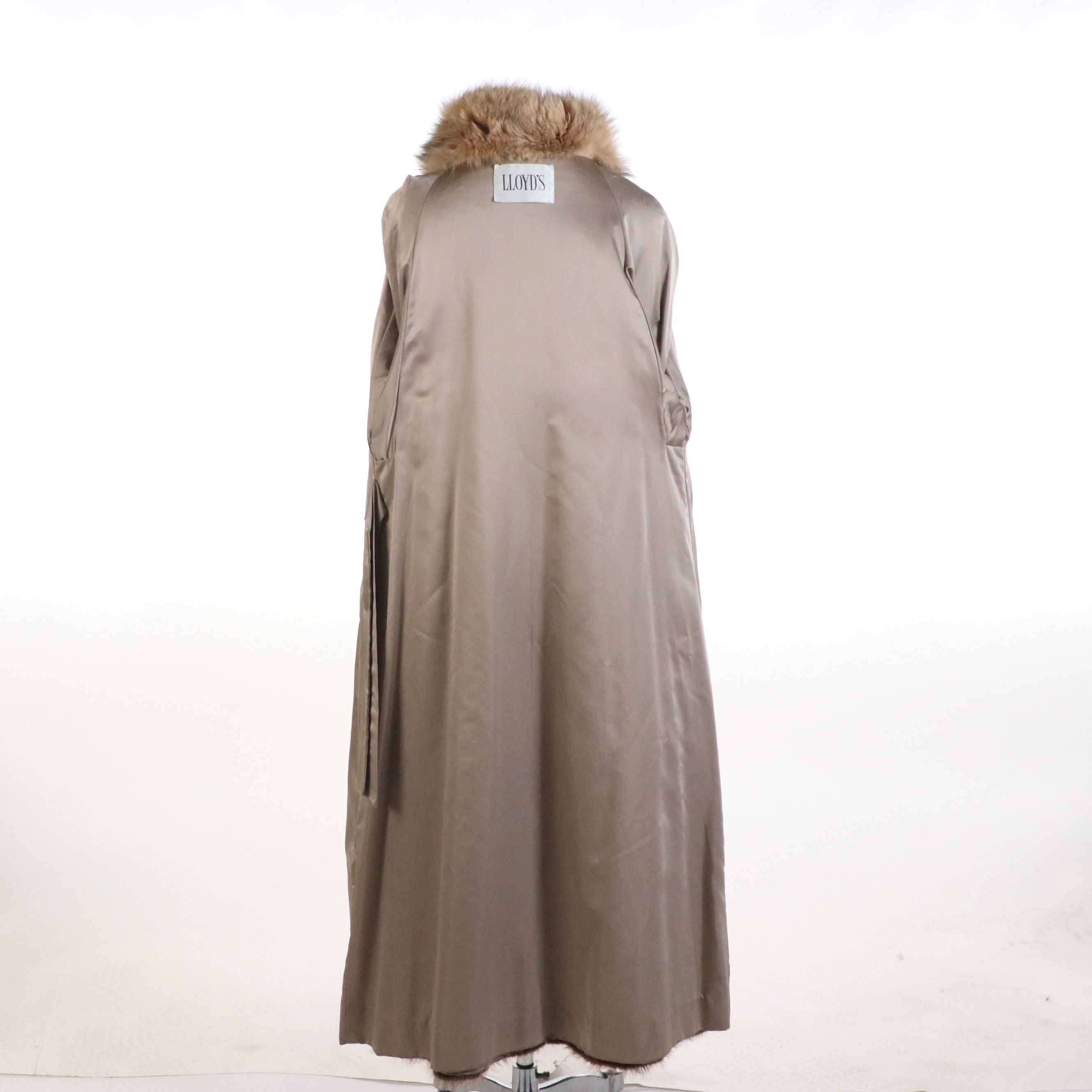 Lloyd's Vintage Dyed Beaver Fur Long Coat with Fox Fur Trim