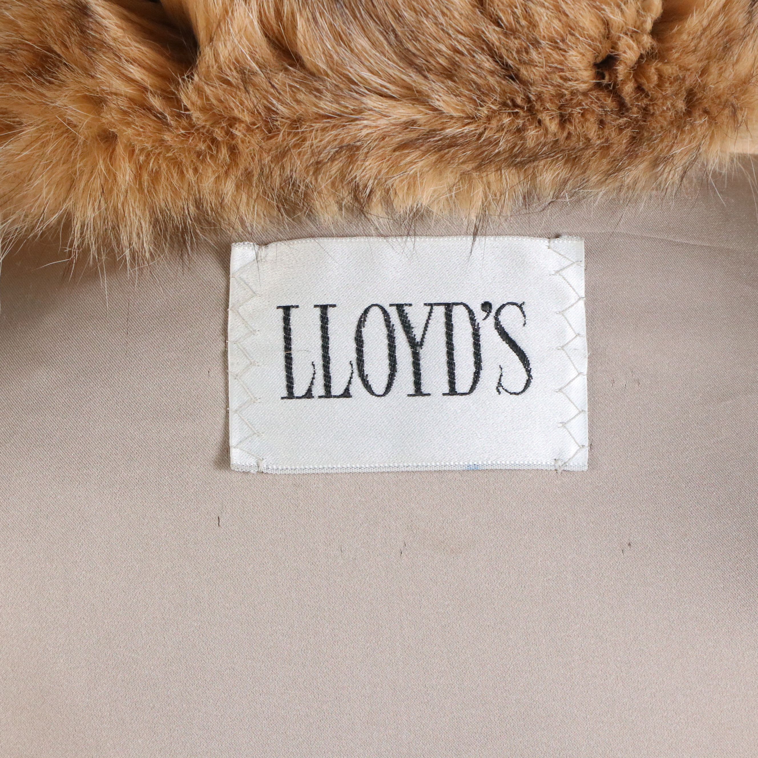 Lloyd's Vintage Dyed Beaver Fur Long Coat with Fox Fur Trim