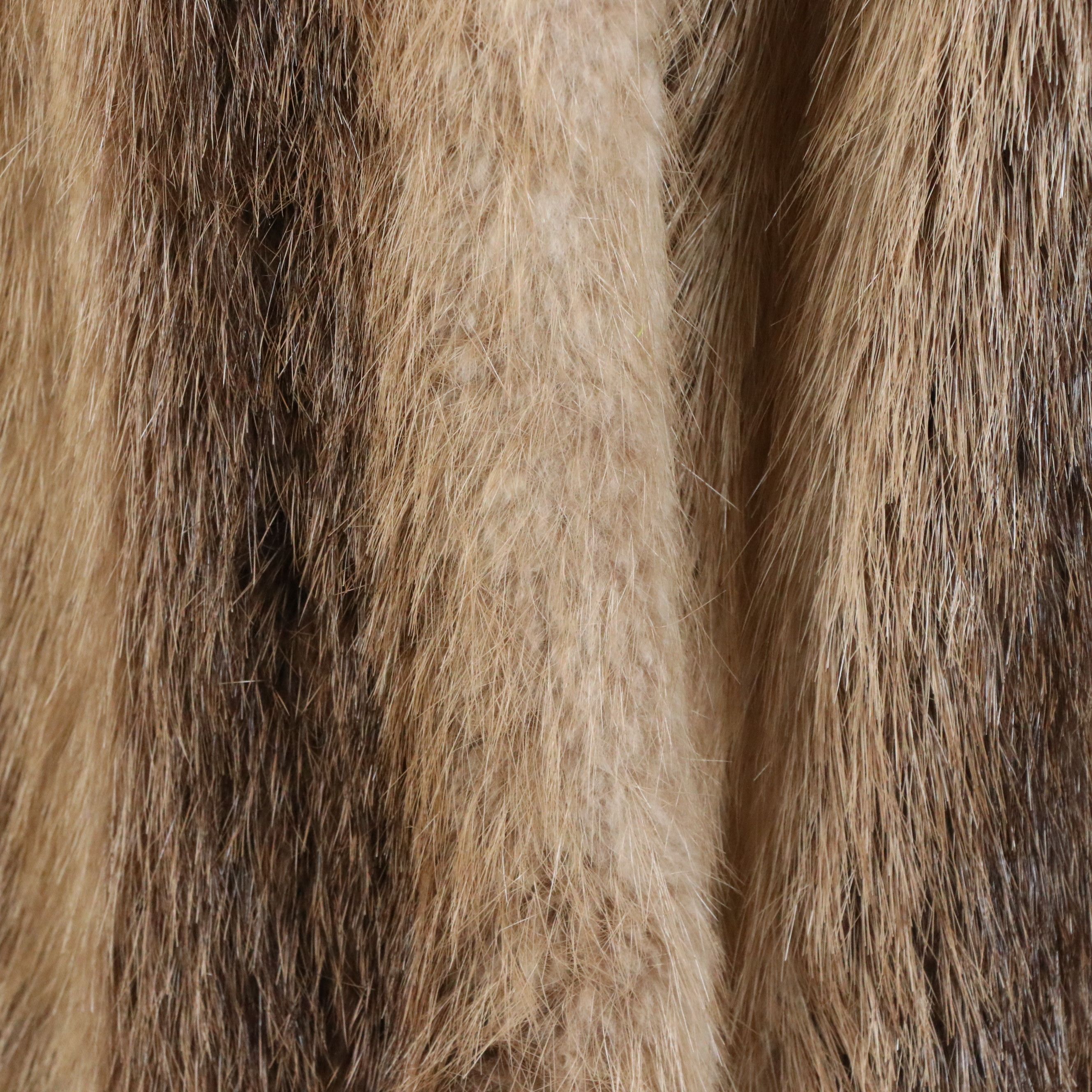 Lloyd's Vintage Dyed Beaver Fur Long Coat with Fox Fur Trim