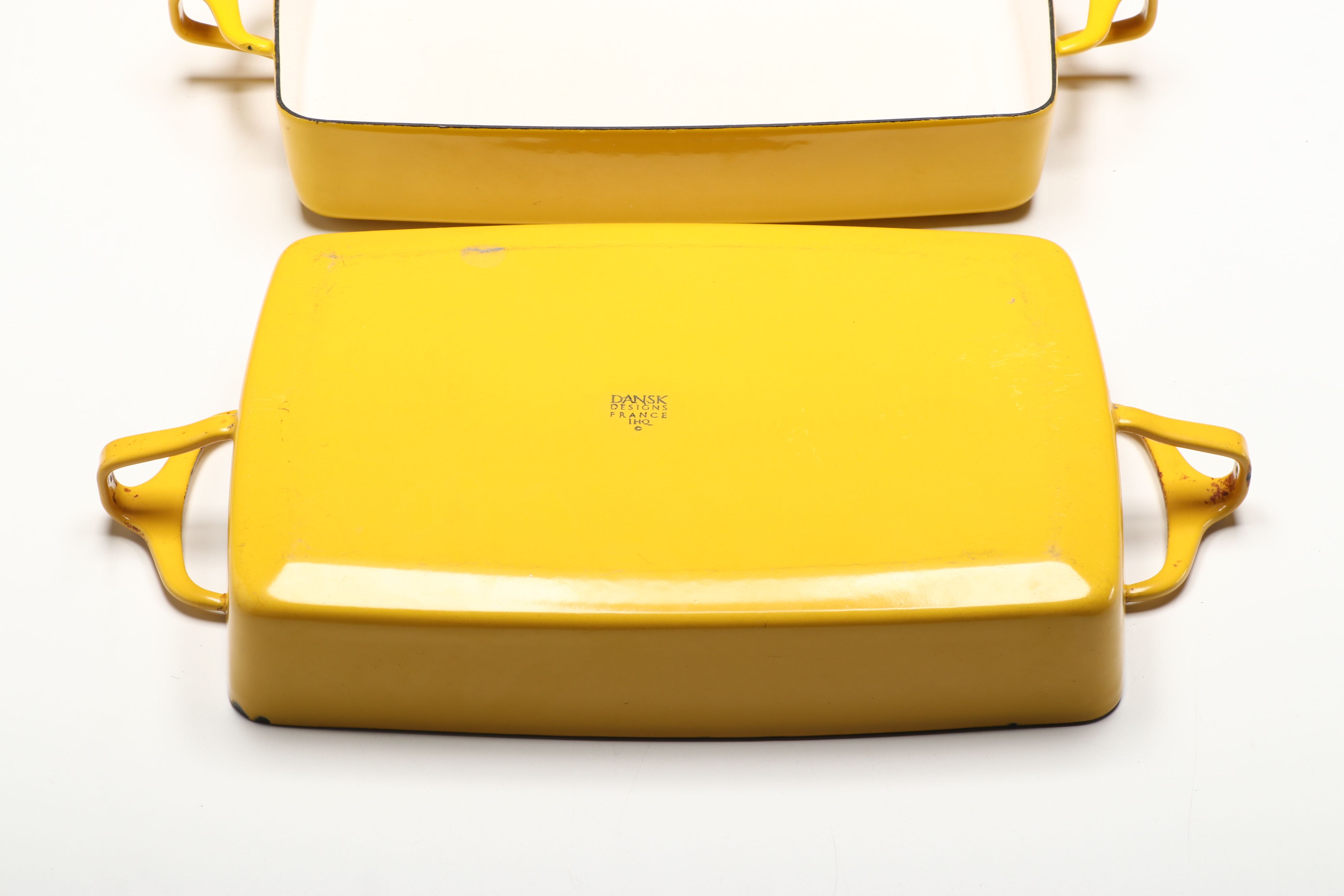 Dansk "Kobenstyle" Yellow Enameled Casserole Dishes, Fondue Pot and Sauce Pans