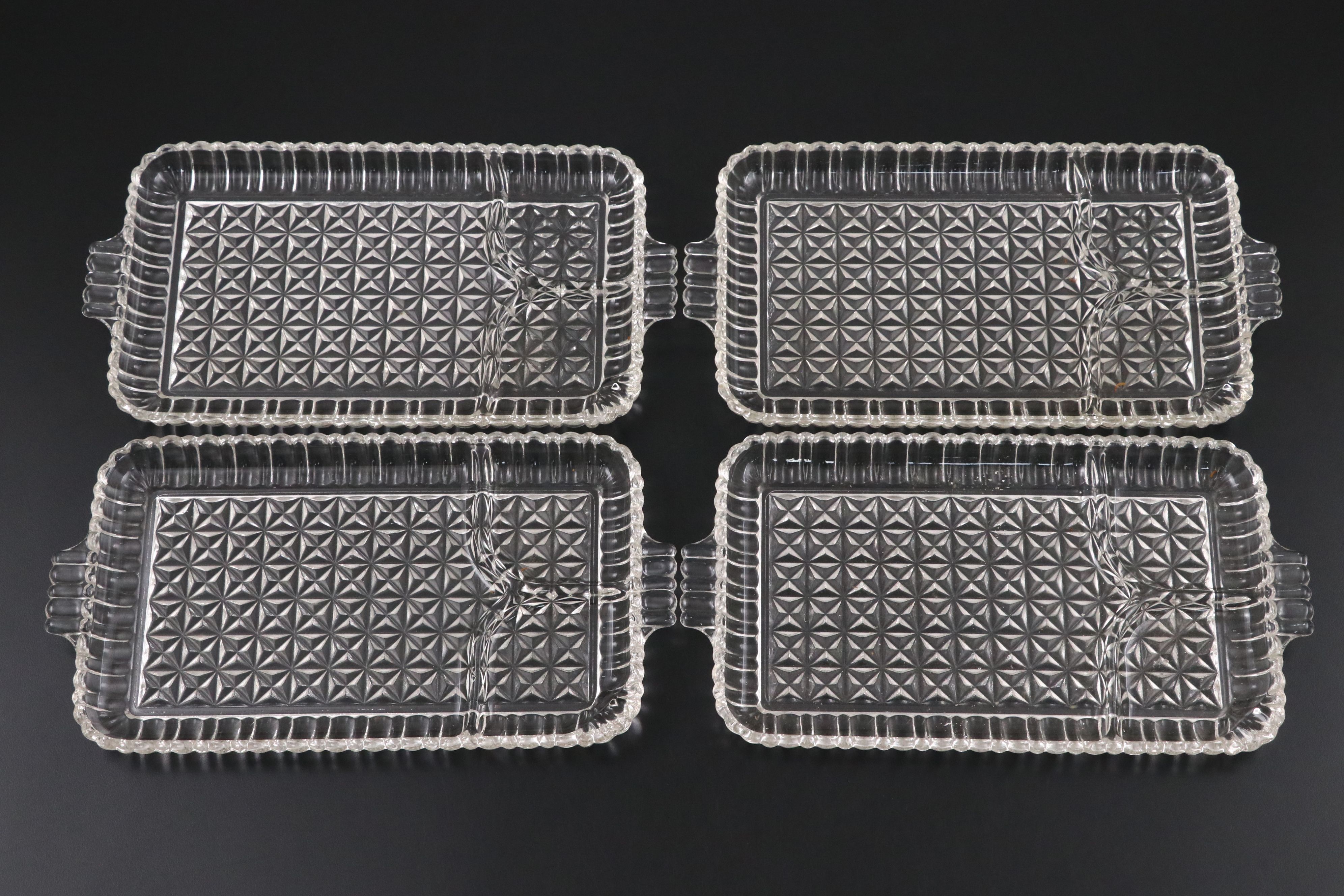 Anchor Hocking "Serva-Snack" Crystal Trays and Cups