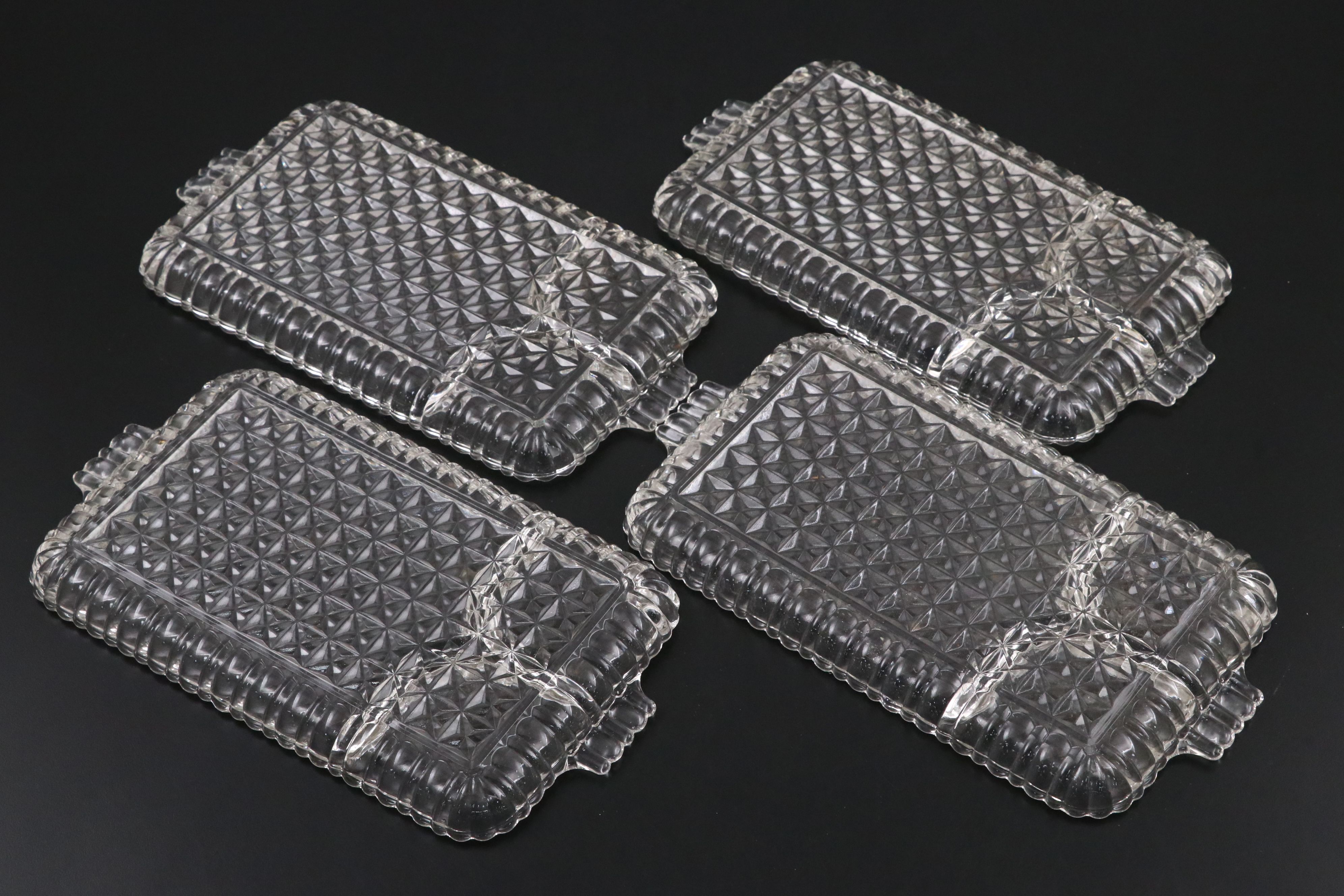 Anchor Hocking "Serva-Snack" Crystal Trays and Cups