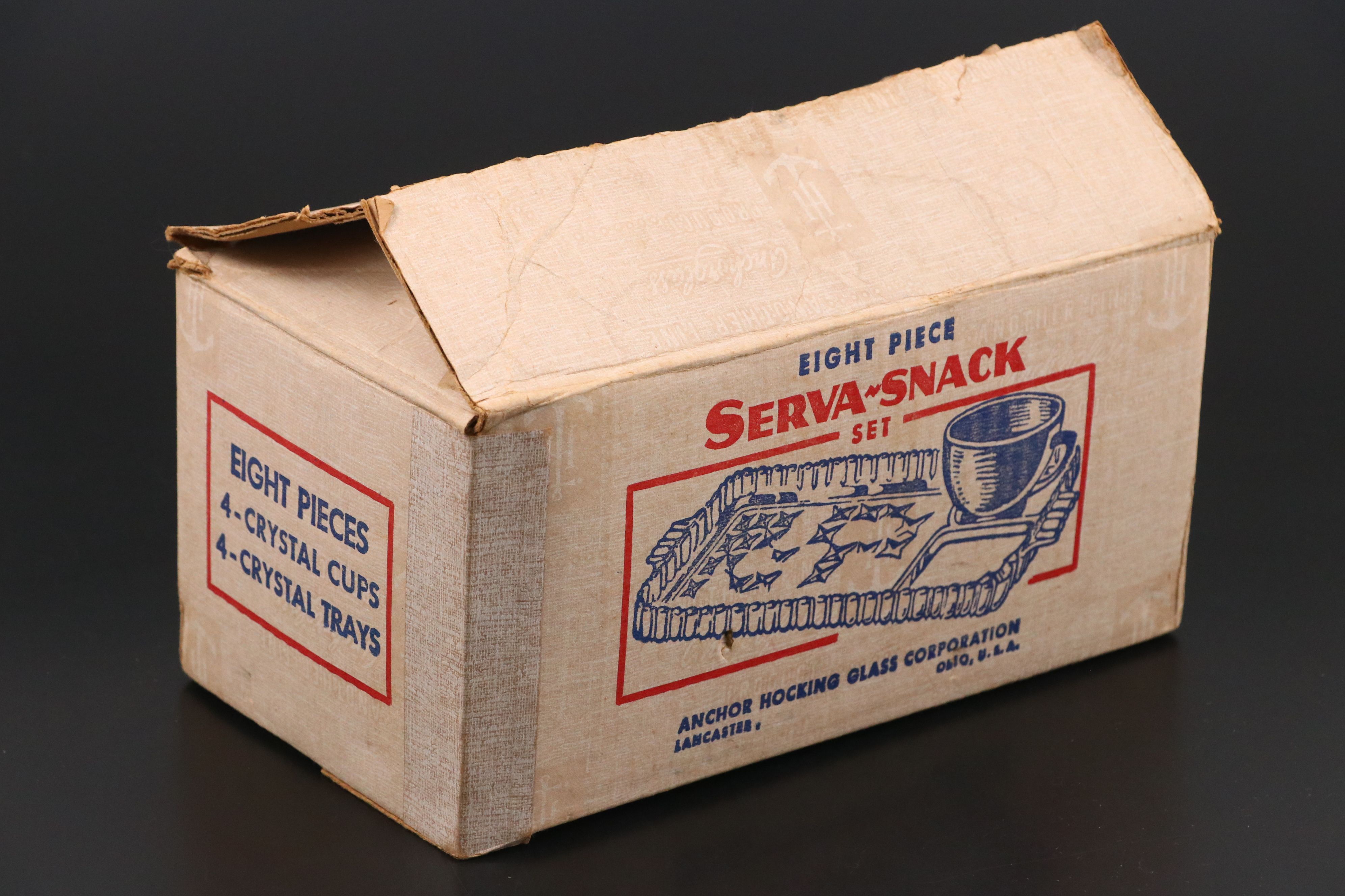 Anchor Hocking "Serva-Snack" Crystal Trays and Cups