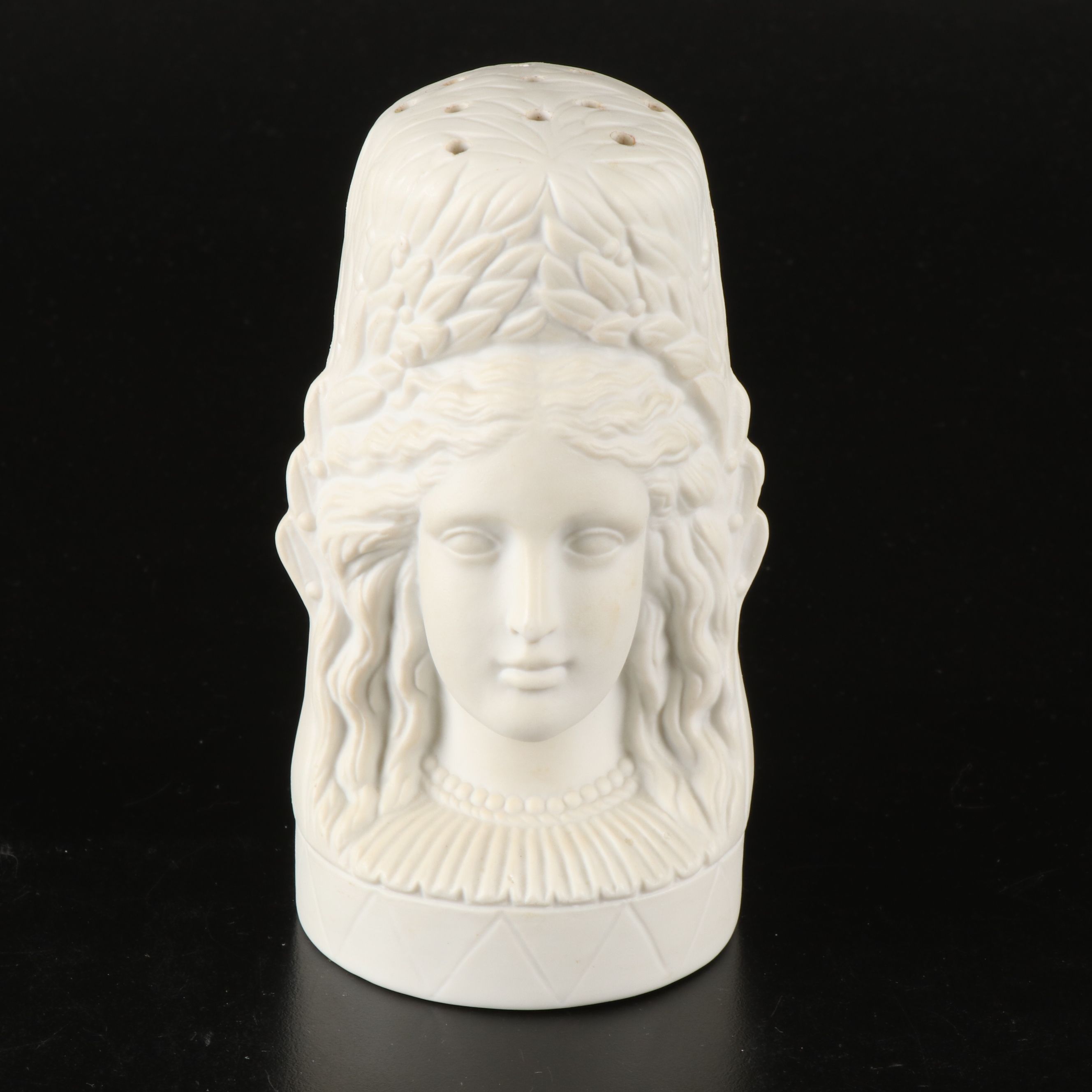 Victorian Style Lady's Head Porcelain Hat Pin Holder with Vintage Hat Pins